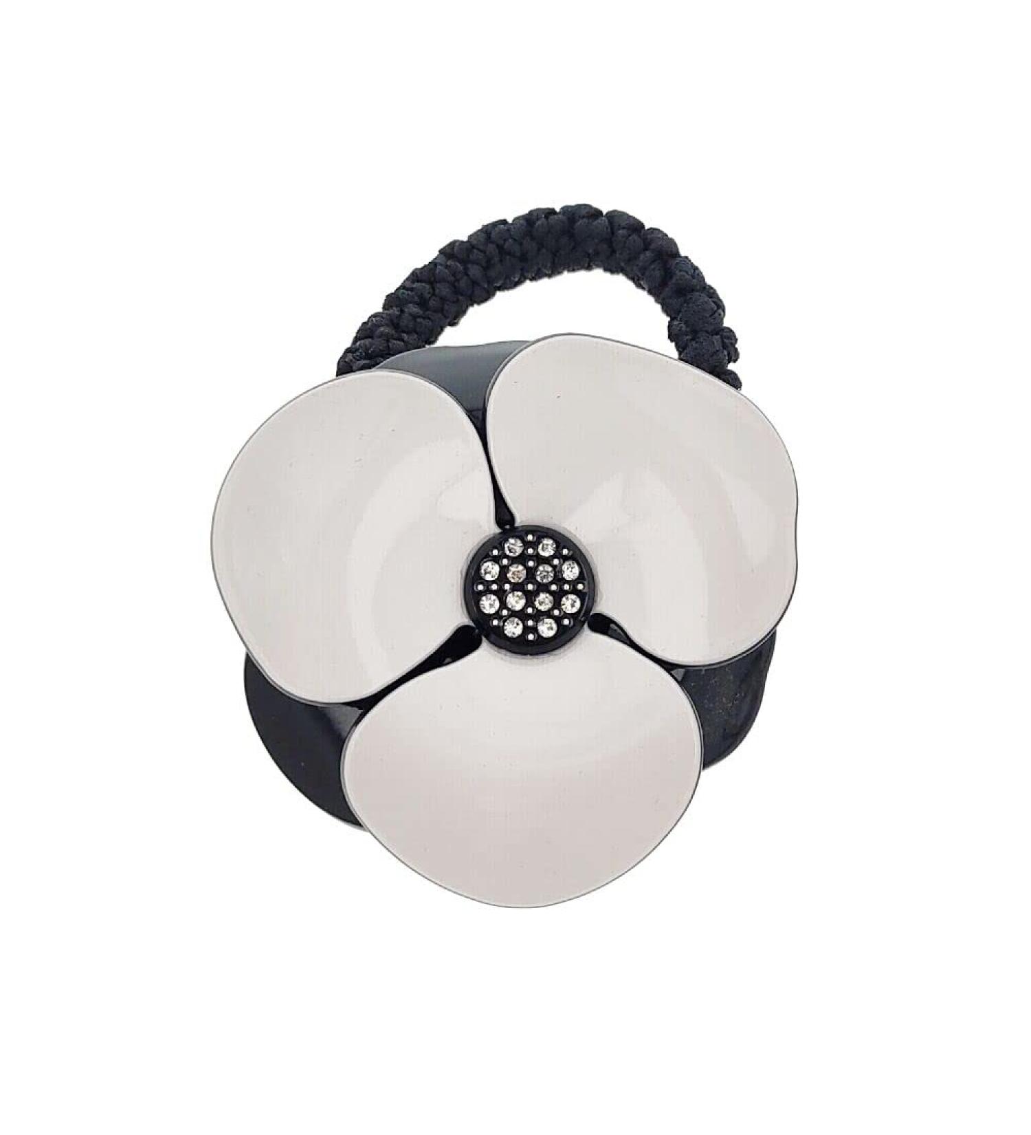 Araban Scrunchie Flower Black White