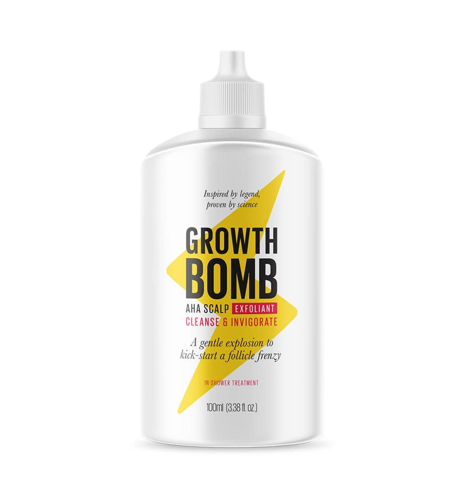 Growth Bomb AHA Scalp Exfoliant 100ml - Clarifying Scalp Treatment with Yerba Mate & Aloe Vera | Silicone-Free & Natural Ingredients - Buy Online on GoSupps.com