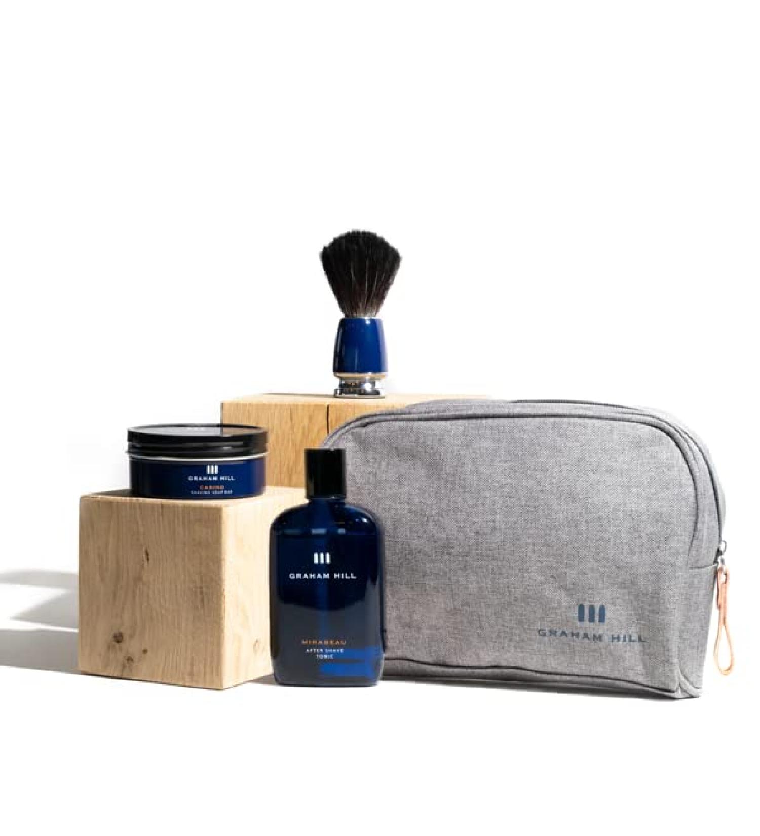 GRAHAM HILL Shaving Kit - Shaving Soap Shaving Brush After Shave Tonic - Travel Size