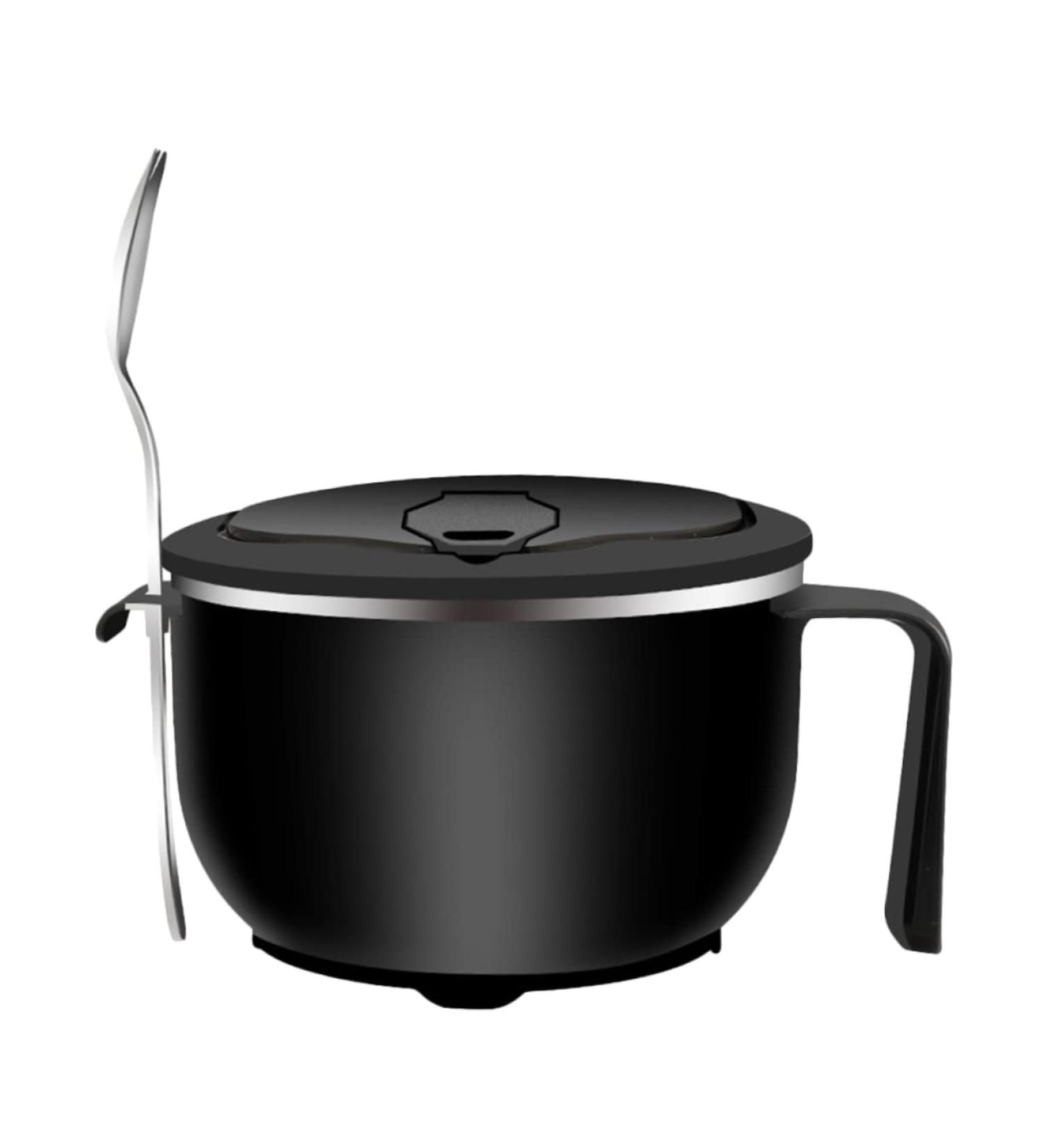 Zerodeko 1 Set Instant Noodle Bowl Food Containers Noodle Bowl with Lid Bowl with Tableware Japanese Ramen Noodles Salad Bowl Lidded Food Bowl Child Chopsticks Stainless Steel 18.50X15.50X11.50CM Black - Buy Online on GoSupps.com