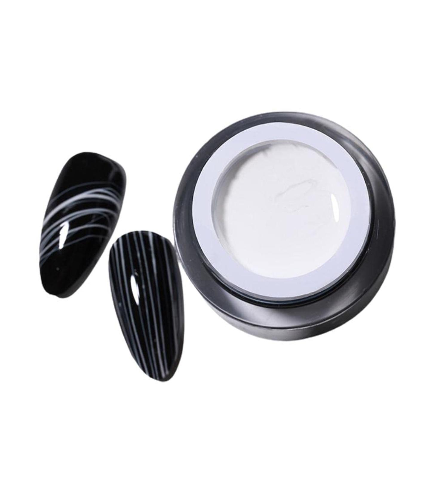 Pongnas Pongnas Spider Gel for Nail Art Thick and Sticky Nail Paint Gel with Quick and Easy Line Drawing Non-Toxic Low Odor Resin for DIY Manicure (White)