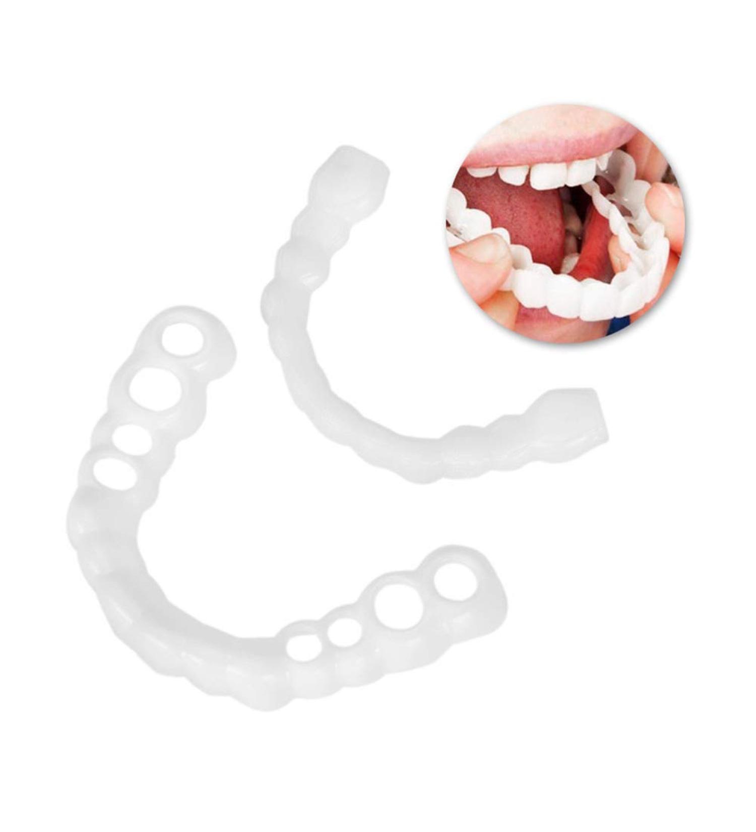 Muyey 2st / Set Upper and lower silicone fake teeth false tooth cover white bit oral care teeth whitening dental oral care plastic tooth coverage