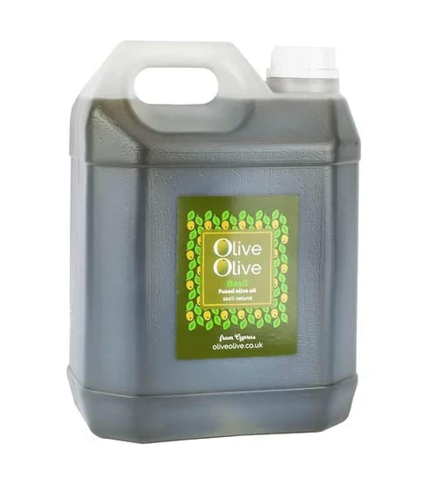 Extra Virgin Olive Oil by OliveOlive - First Cold Pressed Olive Oil from Cyprus - Fused Oil 4 Litre Tubs (Basil)