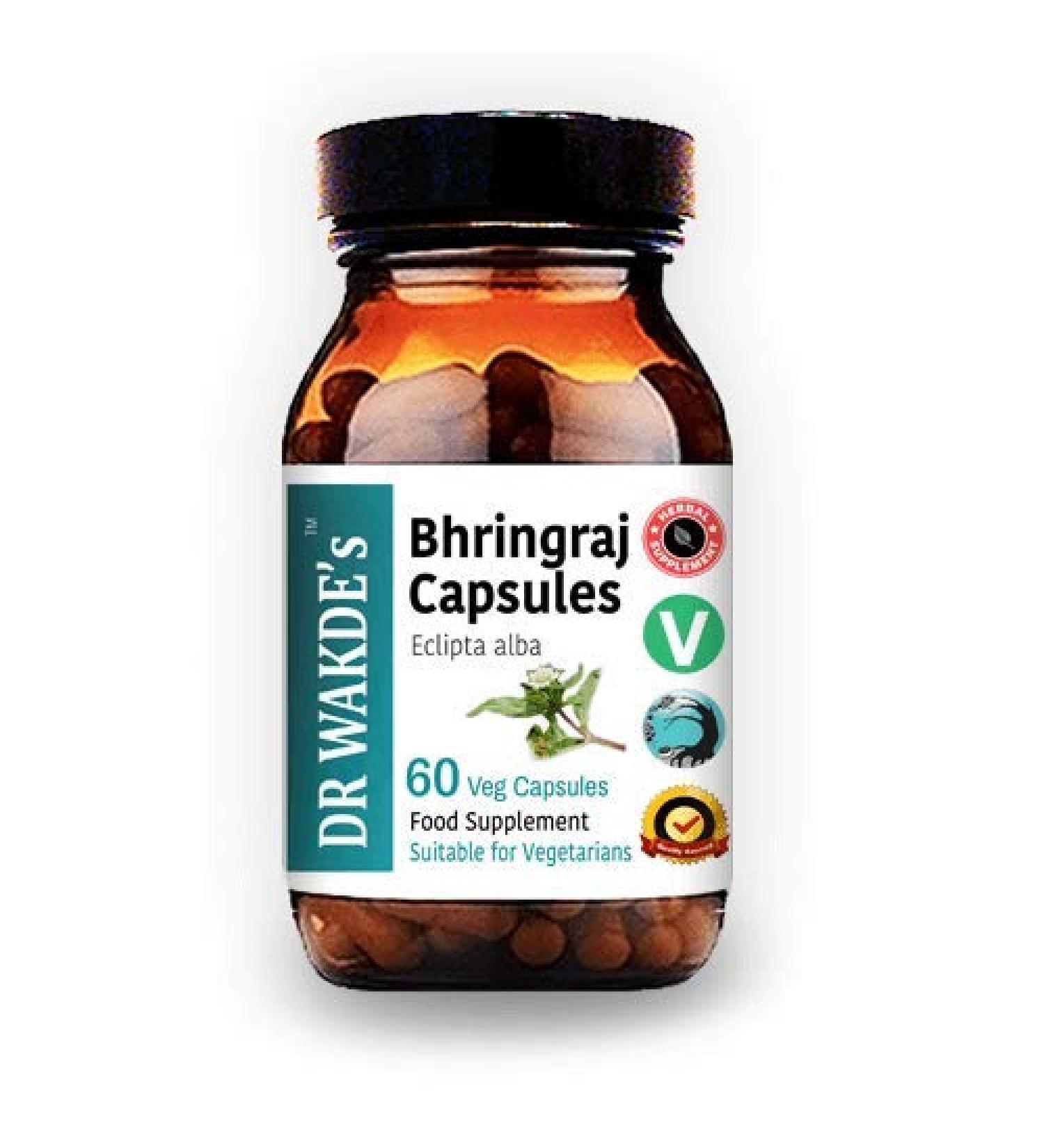 Dr. Wakde's Bhringraj Capsules - 60 Veg Capsules | Ayurvedic Supplement | Vegan & Natural | Made in the UK - Buy Online on GoSupps.com
