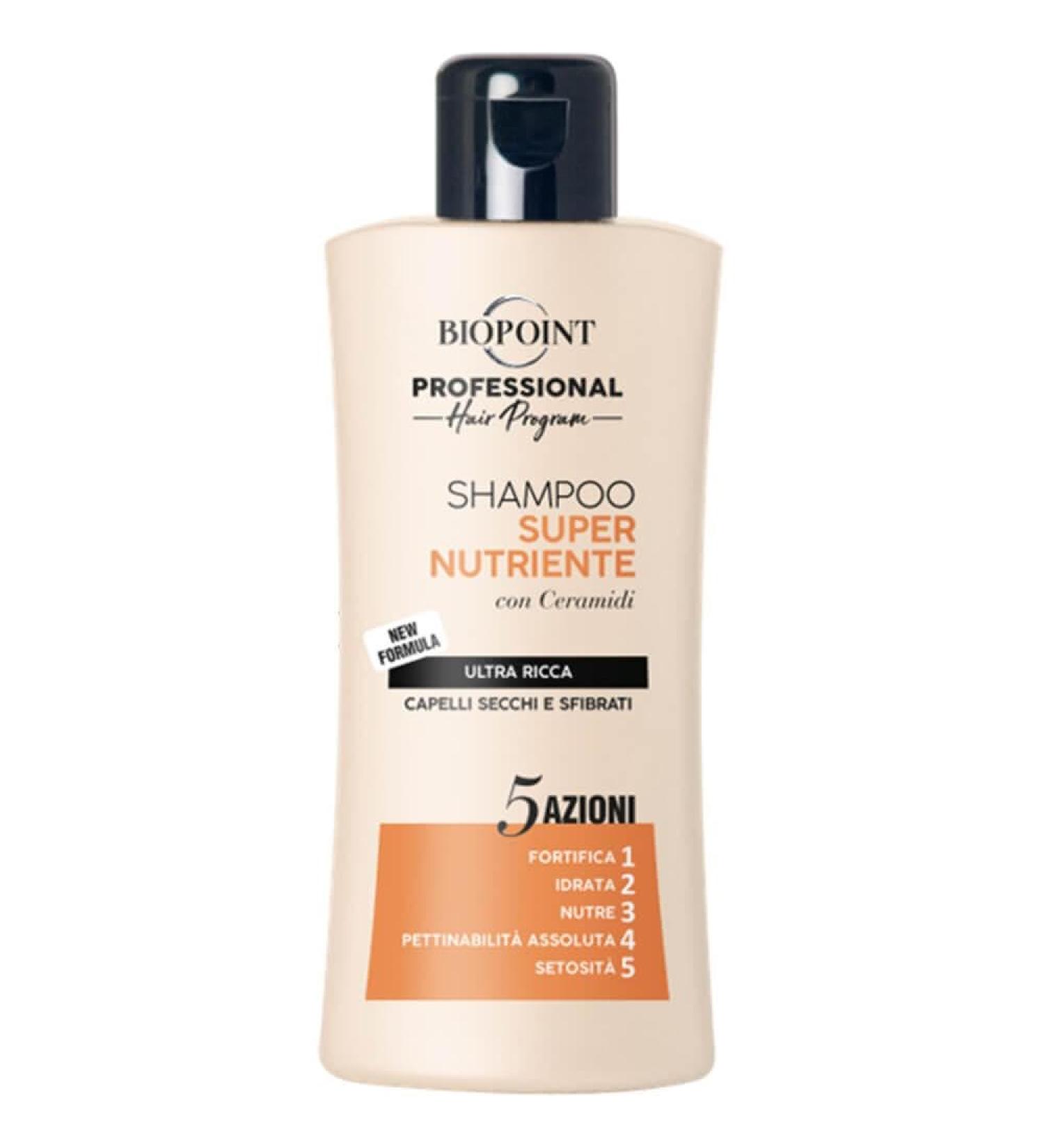 BIOPOINT Professional Super Nourishing Shampoo for Dry and Damaged Hair. Mini Travel Size 100 ml (3.3 Fl Oz) 1 unit - Made in Italy