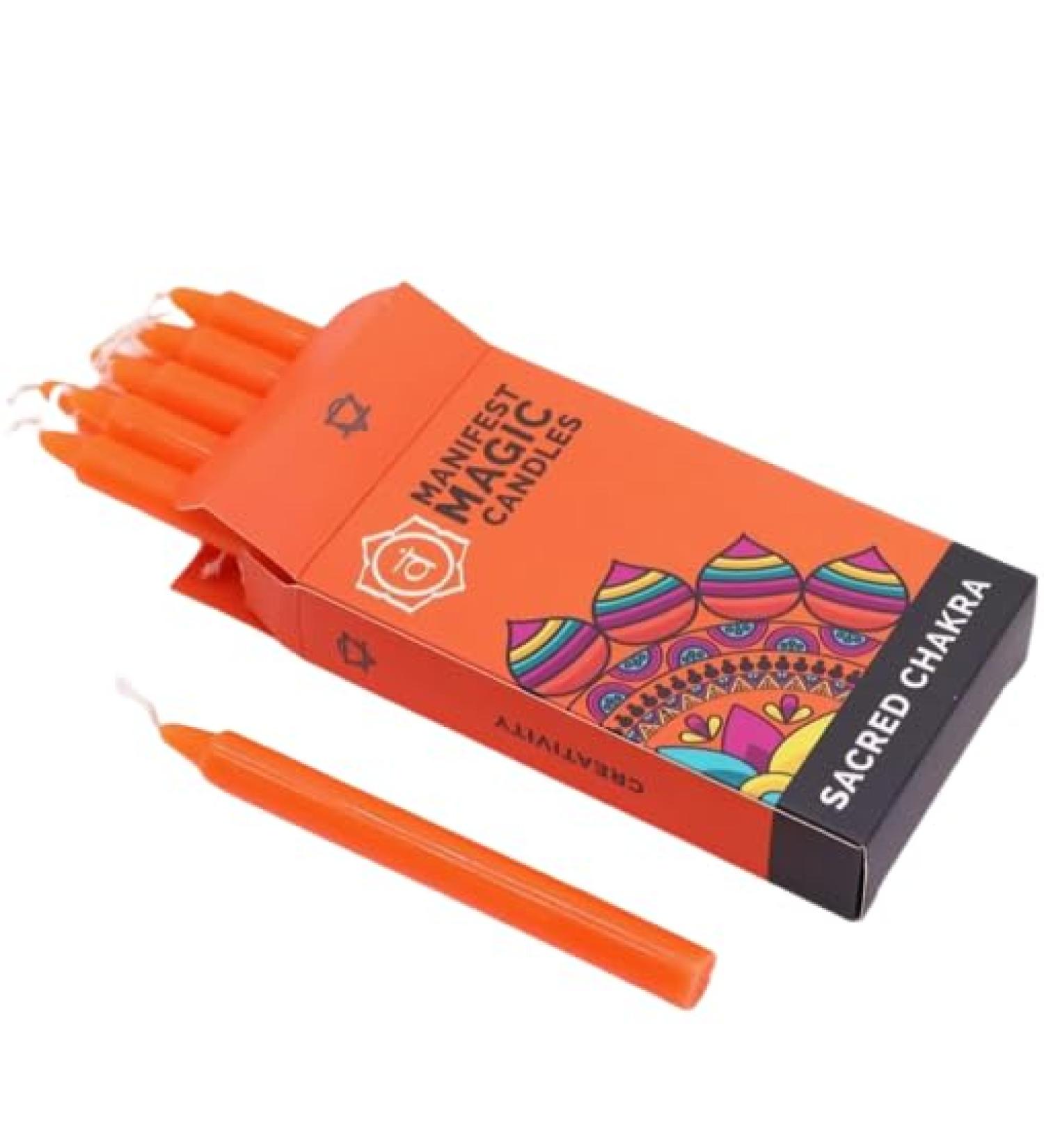 Orange Candles Pack of 12 for Sacral Chakra - 90 Min Burn Time Enhance Meditation & Creativity Grounding Energy Gift Set - Buy Online on GoSupps.com