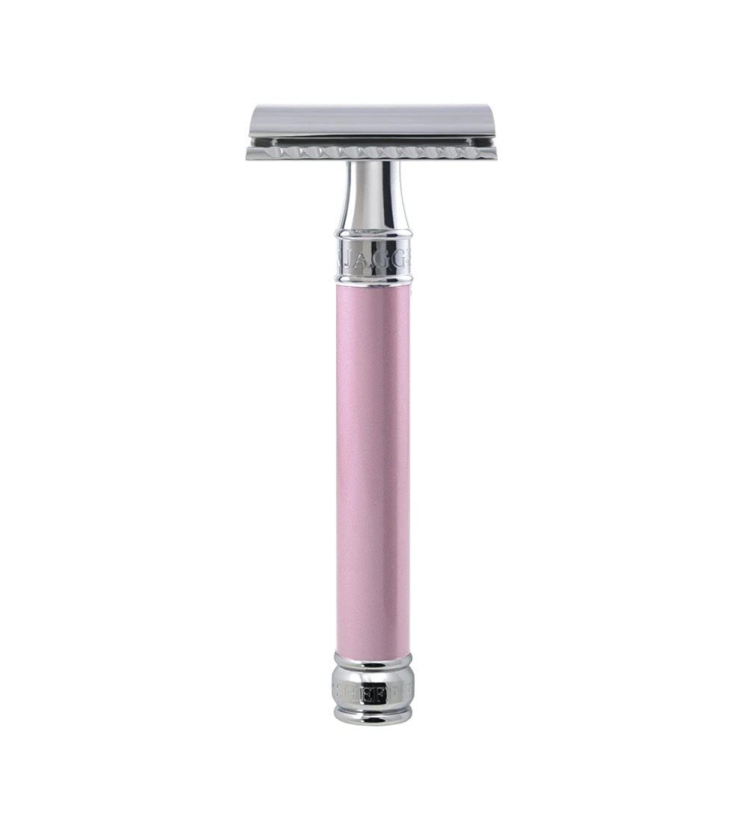 Edwin Jagger Double Edge Safety Razor Long Handle Pink