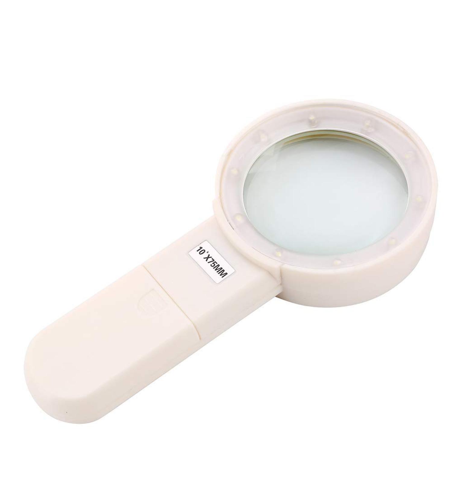 Magnifying Glass 10 Times with LED Light Super Bright Lighting Reading Optical Glass Handheld Magnifying Glass Made in China - Buy Online on GoSupps.com
