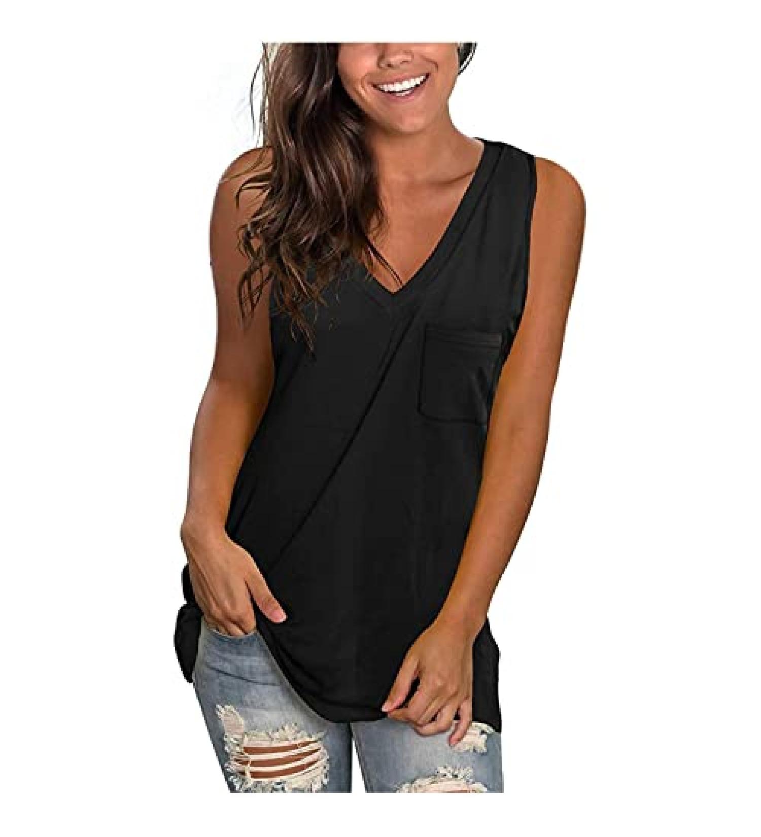 Fashsgirl Women's Sleeveless V-Neck Tank Top - Black, XX-Large - Buy Online on GoSupps.com