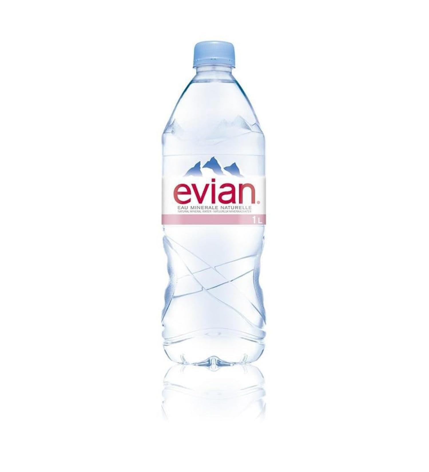 Evian Natural Spring Water 1 Liter Bottle (Pack of 6) by Evian