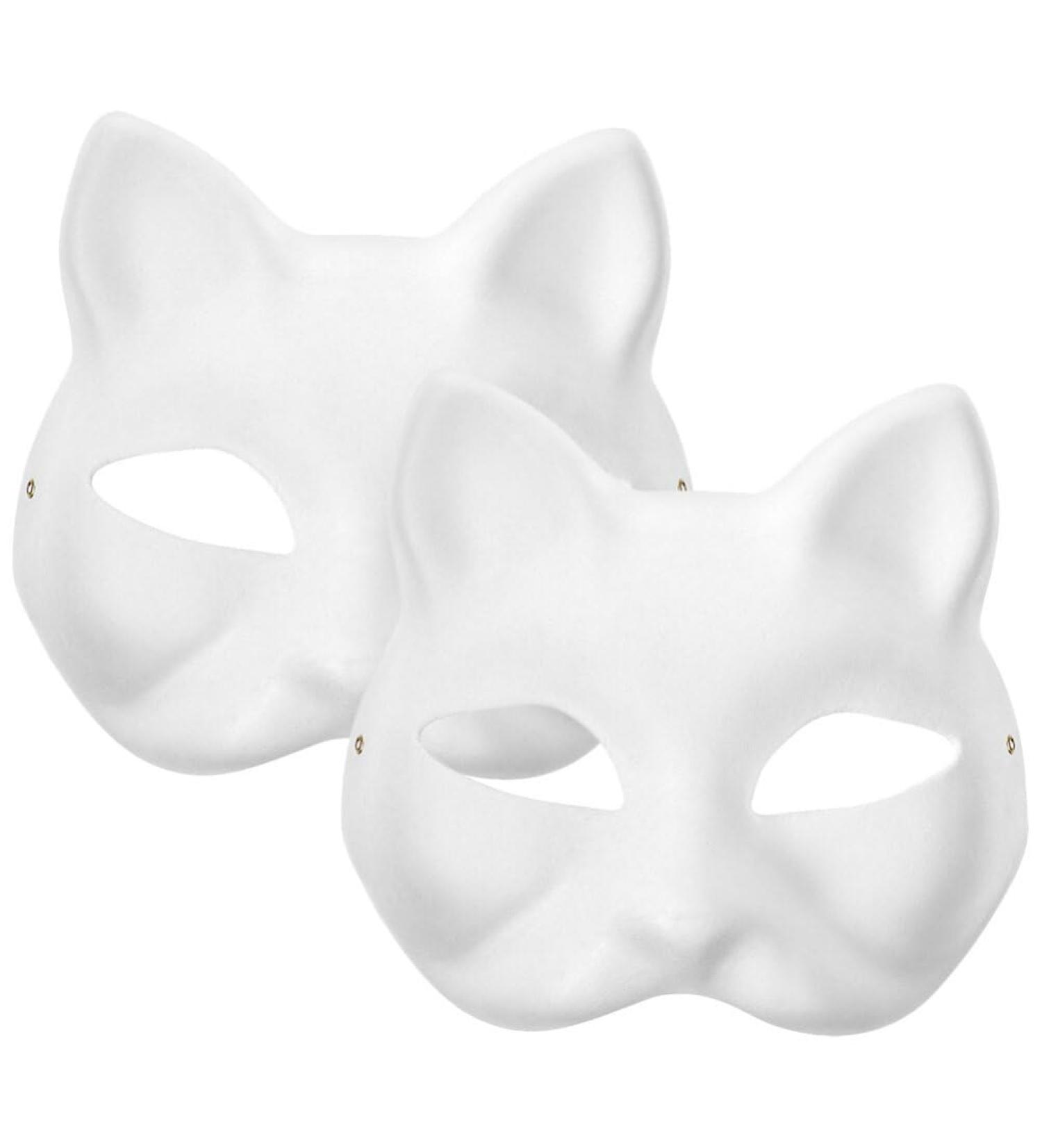 Ciieeo Blank Cat Mask - 2 Pack White Paintable Paper Masks for Party & Masquerade Costumes - International Shipping - Buy Online on GoSupps.com