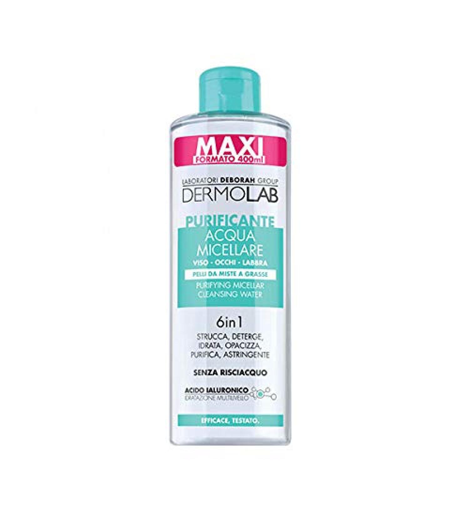 DERMOLAB Micellar Water 6 in 1 Purifying Vis, Occhi Labbra - 400 ml