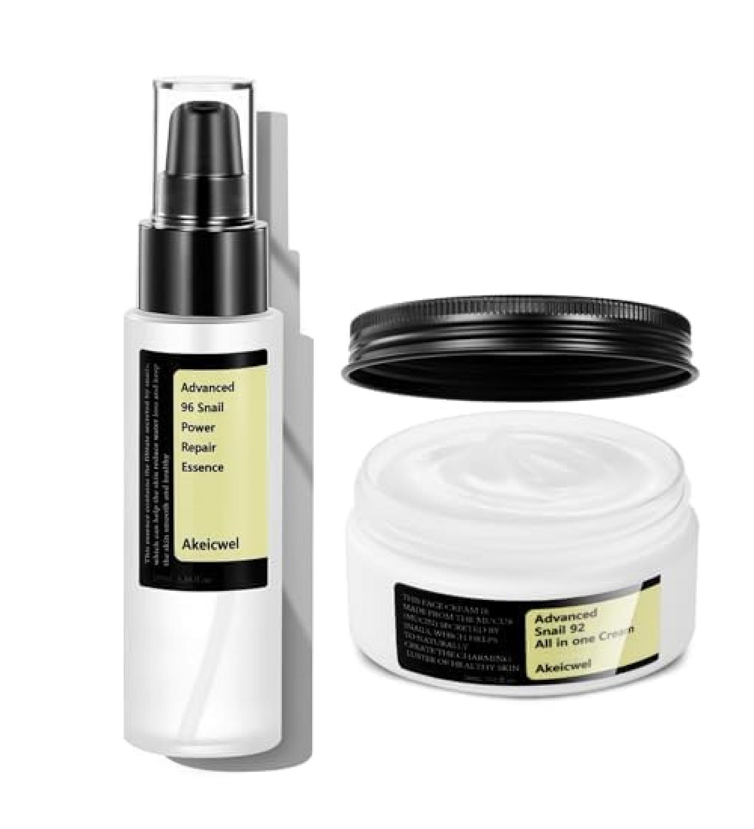 Snail Essence Duo - Snail Mucin 96 Essence with Snail Mucin 92 Cream Hydrating Serum For Face Skincare Set - Buy Online on GoSupps.com