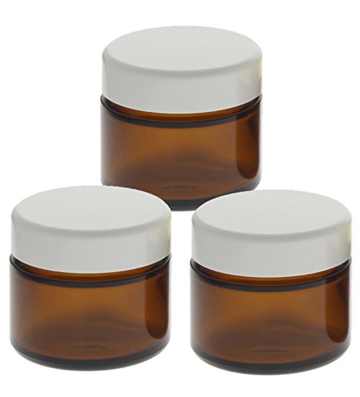 Brown glass truck 50ml with lid white empty cosmetex cream glass socket ointment puts cosmetic can made of brownlas brown-white 3 pieces 3 pieces (1 Pack) 3 pieces