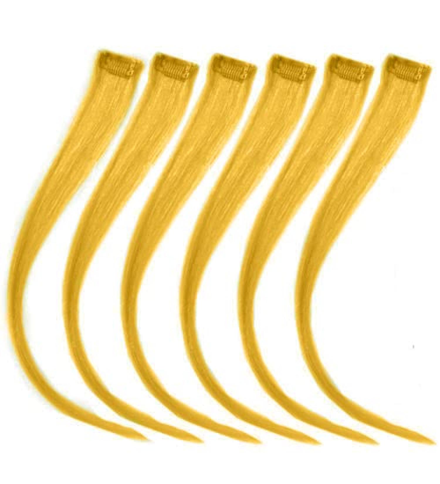 Forever Young 6 Piece 18" Clip in Human Hair Extension Highlight Set Light Yellow Gold