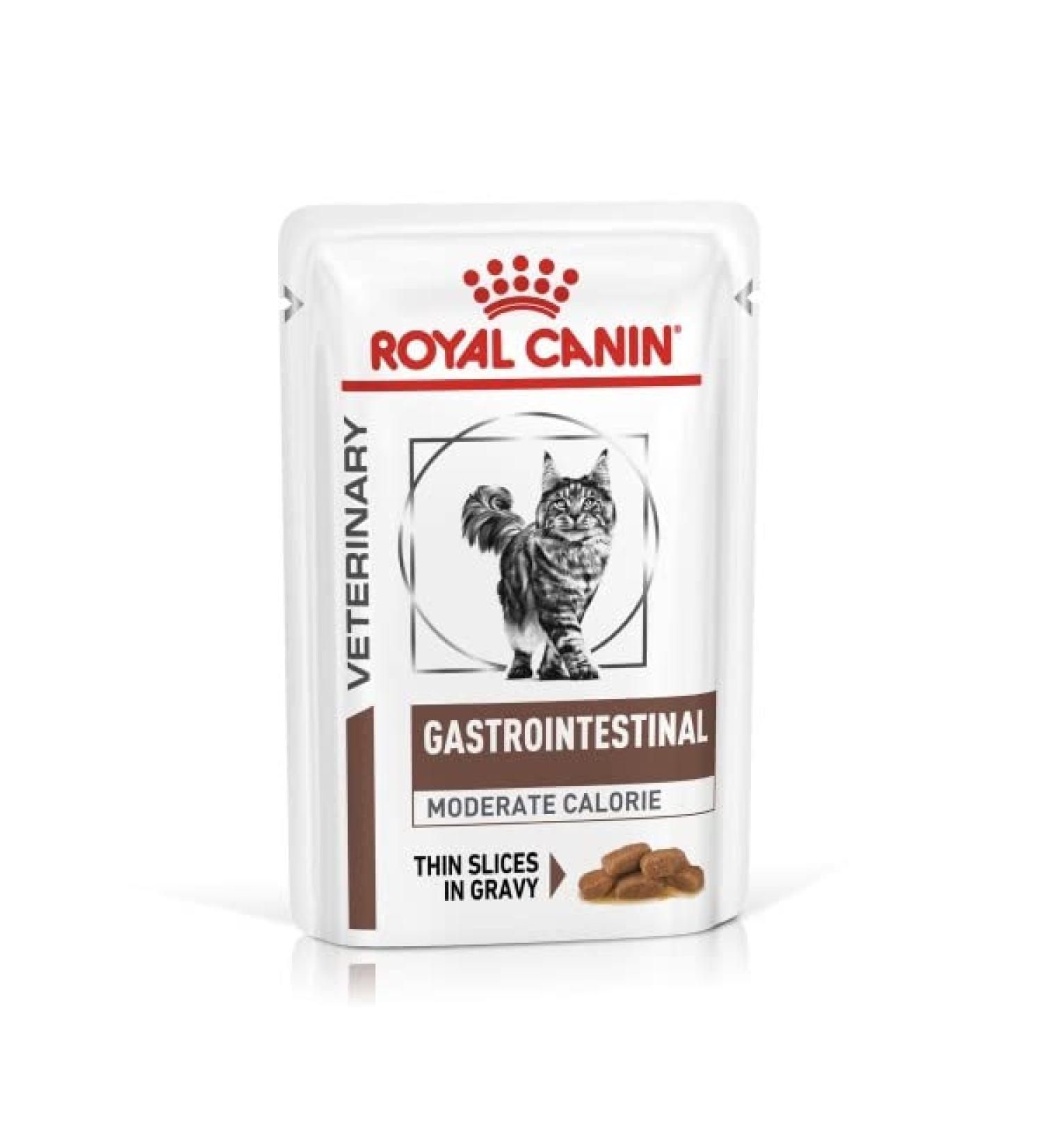 Royal Canin Moderate Calorie Gastrointestinal Veterinary Health Nutrition Cat Food 48 x 85g sachets Pork 85 g (Pack of 48)