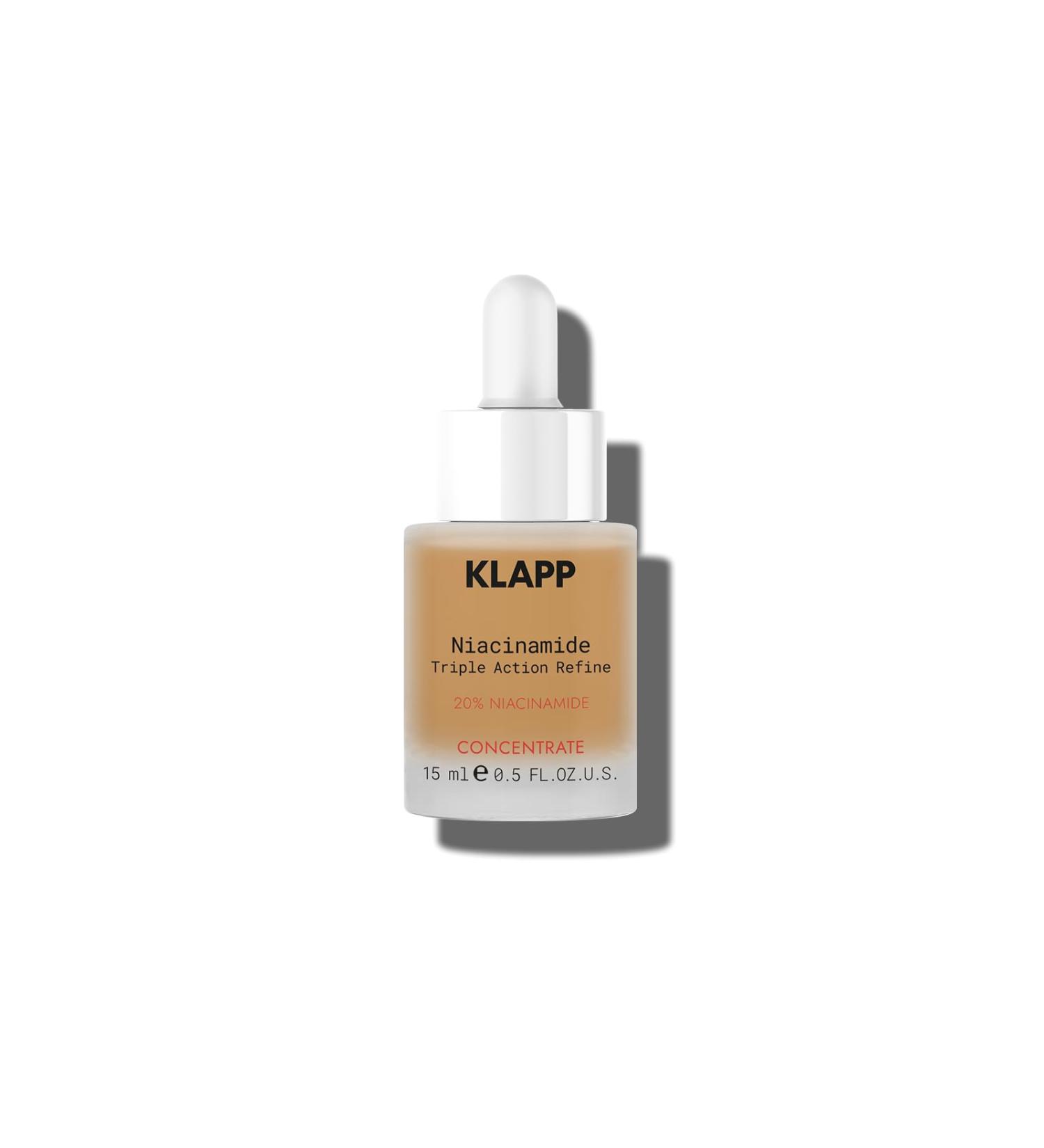 20% Niacinamide Triple Action Refine Concentrate by KLAPP Vitamin B3 Concentrated Serum Anti-Aging Treatment for Discoloration and Minimizing Large Pores clean beauty 100% vegan.