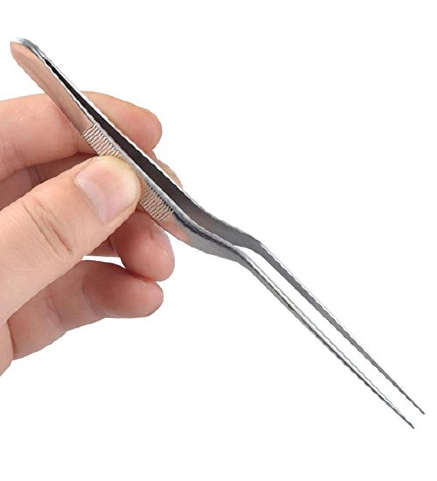 Bending Ear Tweezers - Stainless Steel Bayonet Serrated Nasal Forceps for Ear Cleaning and Wax Removal - Buy Online on GoSupps.com