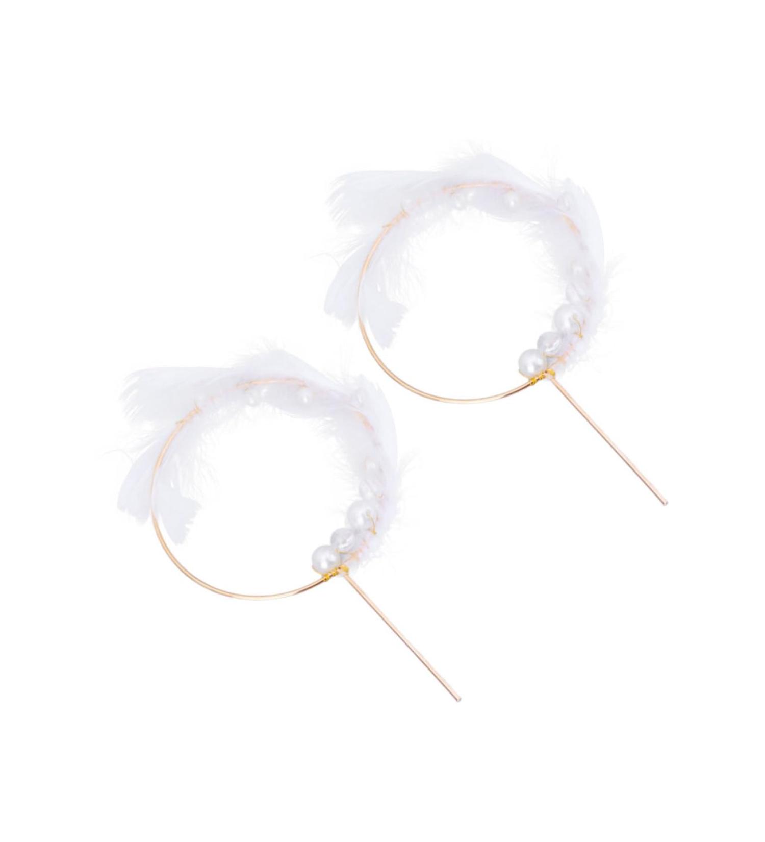 Vaguelly 2pcs Cupcake Sticks Wedding Iron Art Cake Topper Cake Picks Pearl Wreath White - Buy Online on GoSupps.com