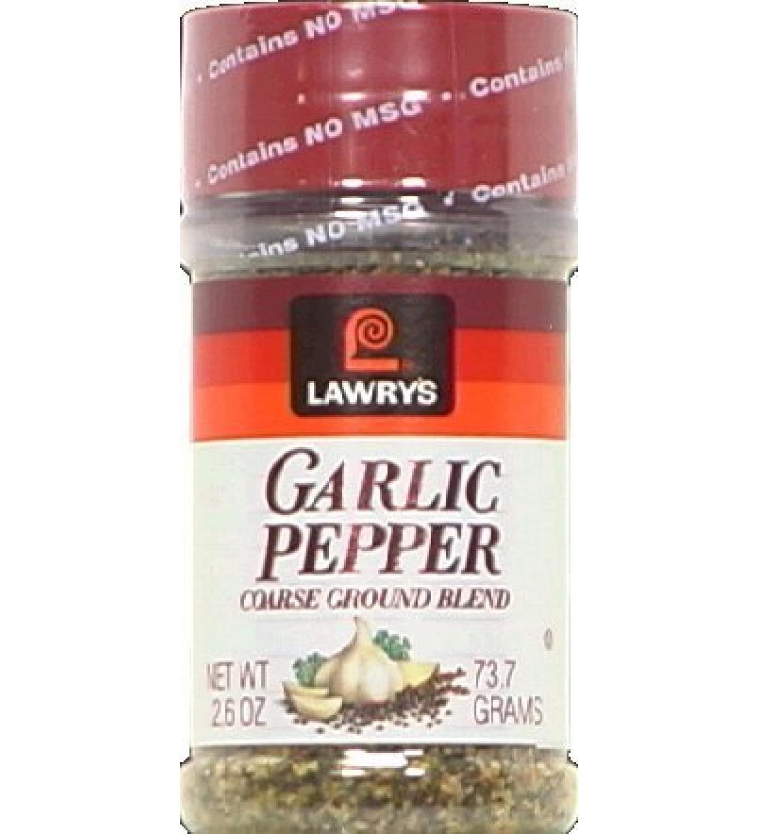 Lawry's Garlic Pepper Coarse Ground Blend 2.6 oz Shakers 2 pk by Fantastic Foods