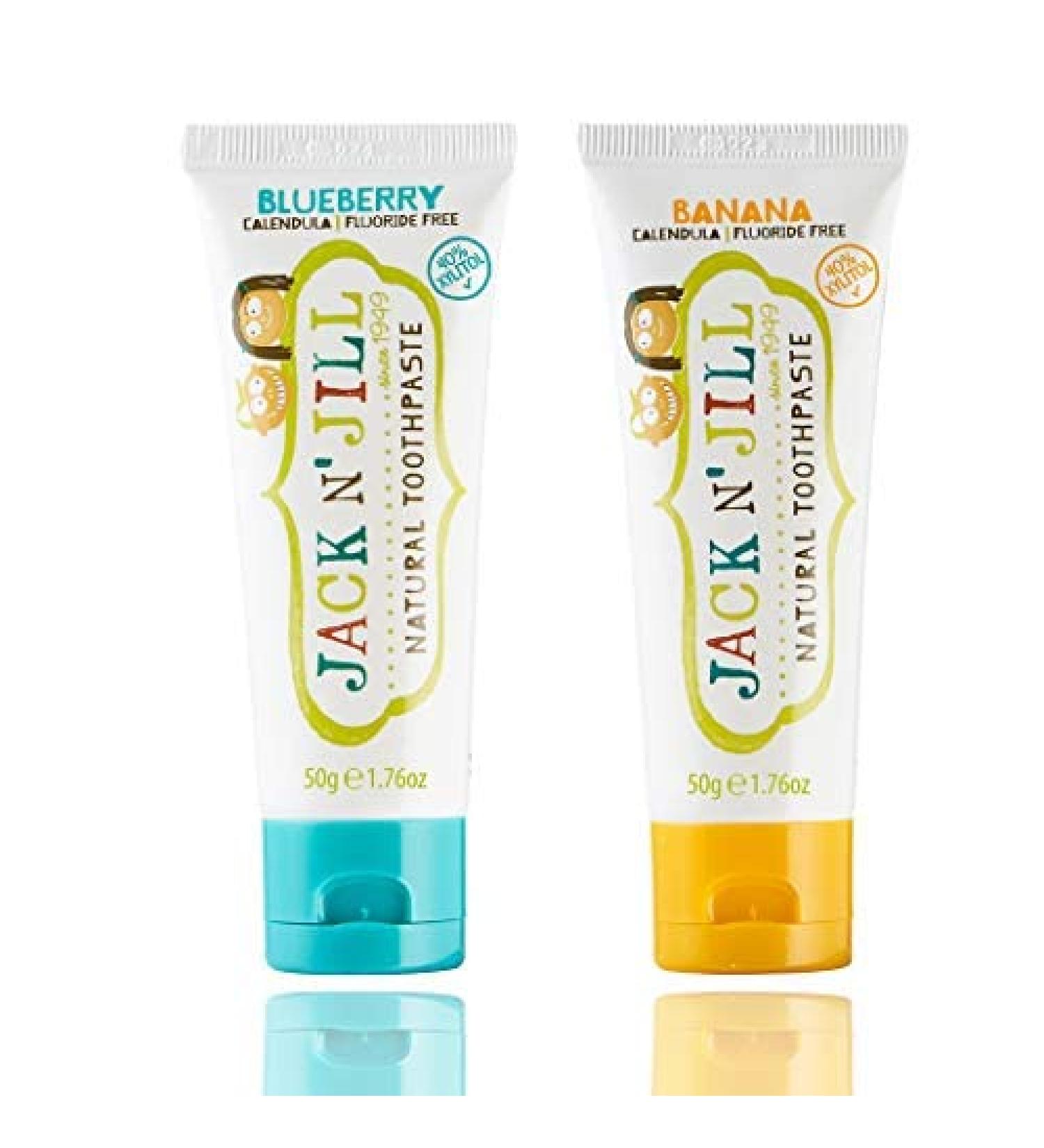Jack N Jill Kids Natural Toothpaste - Fluoride-Free Organic Banana & Blueberry Flavor - BPA & SLS Free - 1.76 oz (Pack of 2) - Buy Online on GoSupps.com