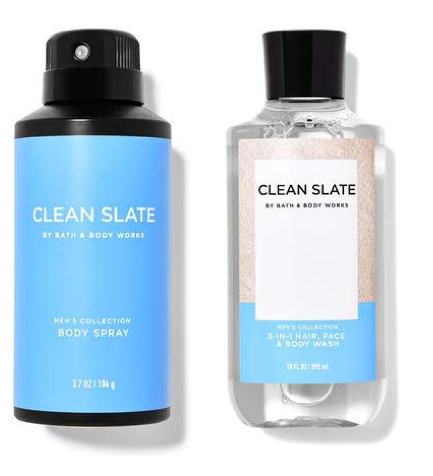 Bath and Body Works Clean Slate 2-Piece Men's Grooming Set - Deodorizing Spray & 3-in-1 Hair Face & Body Wash | Best International Shipping - Buy Online on GoSupps.com