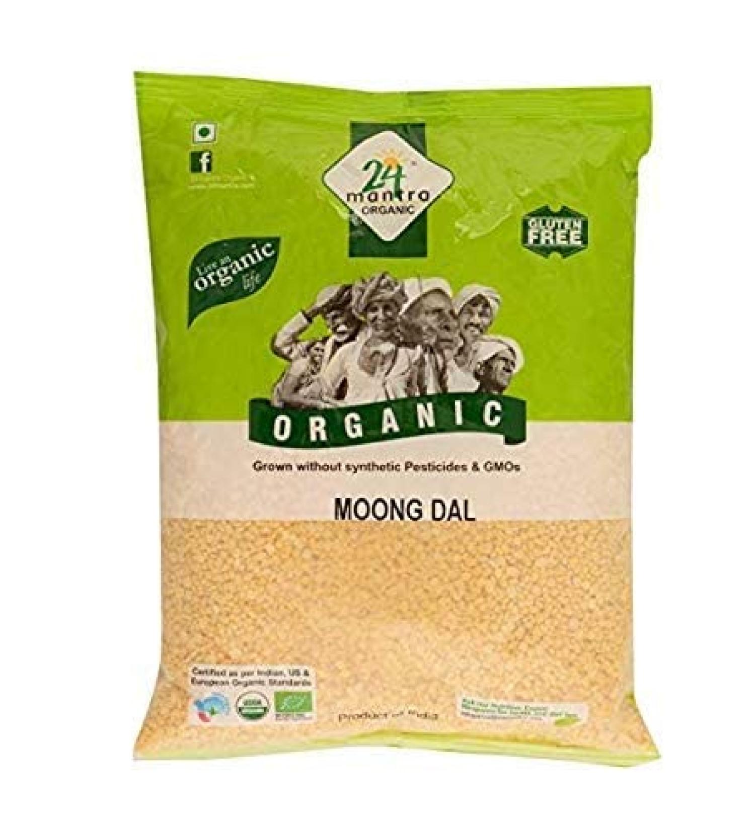 Organic Moong Dal - USDA Certified Organic - European Union Certified Organic - Pesticides Free - Adulteration Free - Sodium Free - 4 Lbs - 24 Mantra Organic