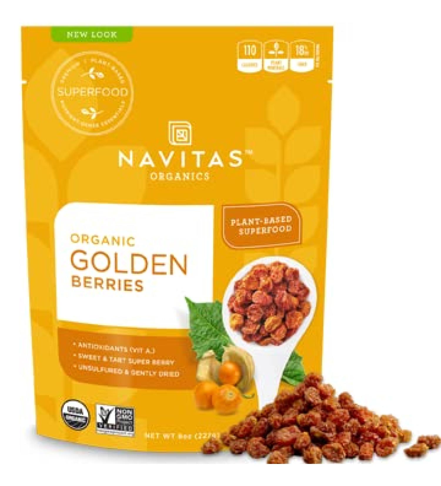 Navitas Organics Goldenberries 8 oz. Bag - Organic Non-GMO Sun-Dried Sulfite-Free - 8 Servings - Buy Online on GoSupps.com