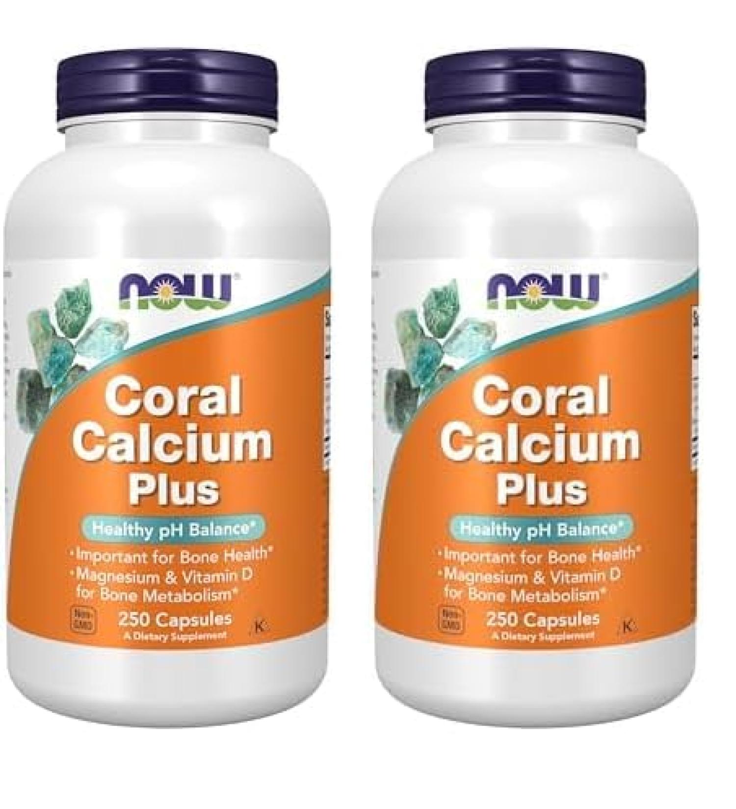 NOW Supplements Coral Calcium Plus Bone Health* Healthy pH Balance* 250 Veg Capsules (Pack of 2) - Buy Online on GoSupps.com