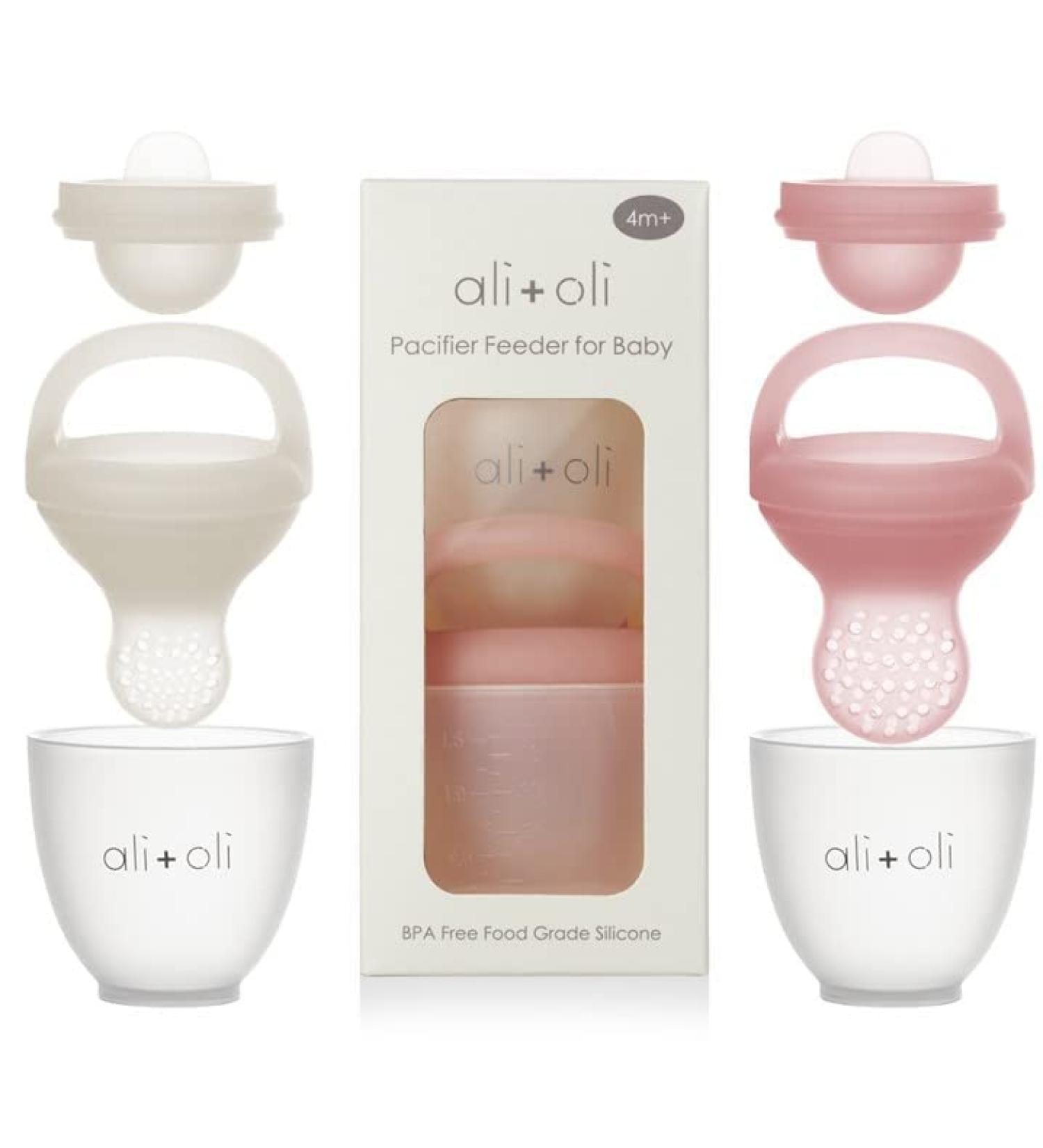 Ali+Oli Food & Fruit Feeder Pacifier Set (Snow & Blush) - BPA-Free Silicone Teether for Babies - Buy Online on GoSupps.com