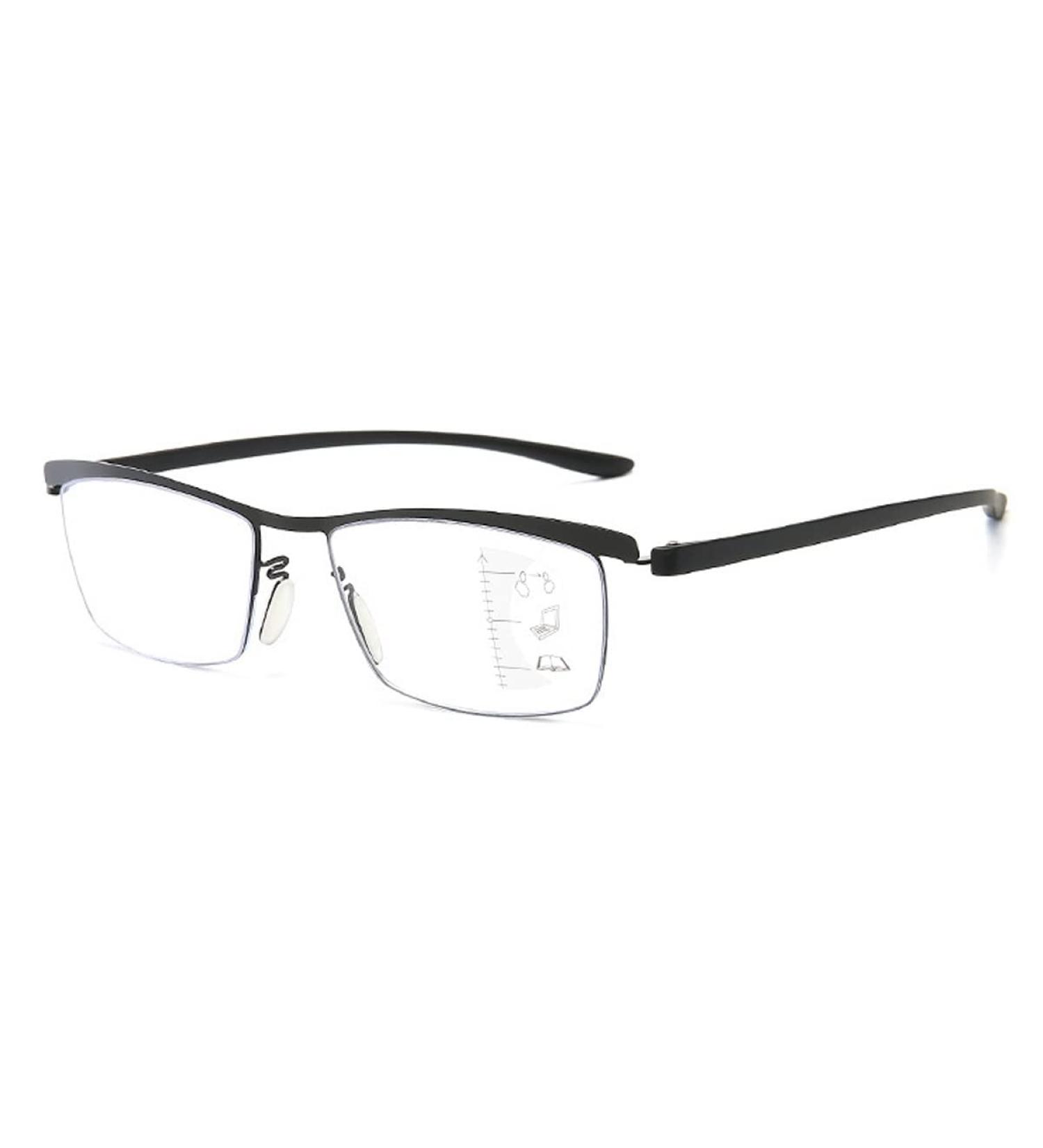 Zukky Anti-Blue Light Glasses for Men & Women - Stylish Light Metal Rectangular & Semicircular Perfect for Reading & Screen Use Black Size 2.5x - Buy Online on GoSupps.com