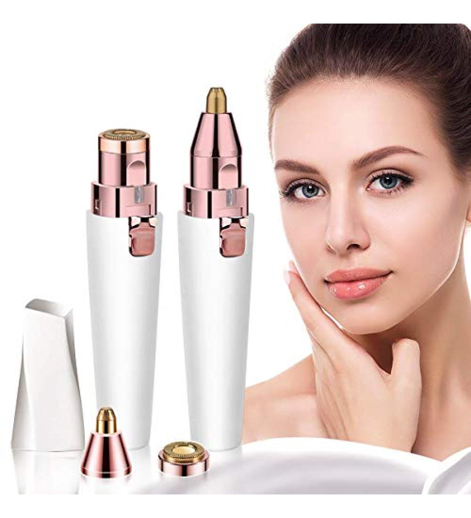 2 in 1 Rechargeable Eyebrow Trimmer & Hair Remover for Women - Painless Electric Razor with Light - Buy Online on GoSupps.com