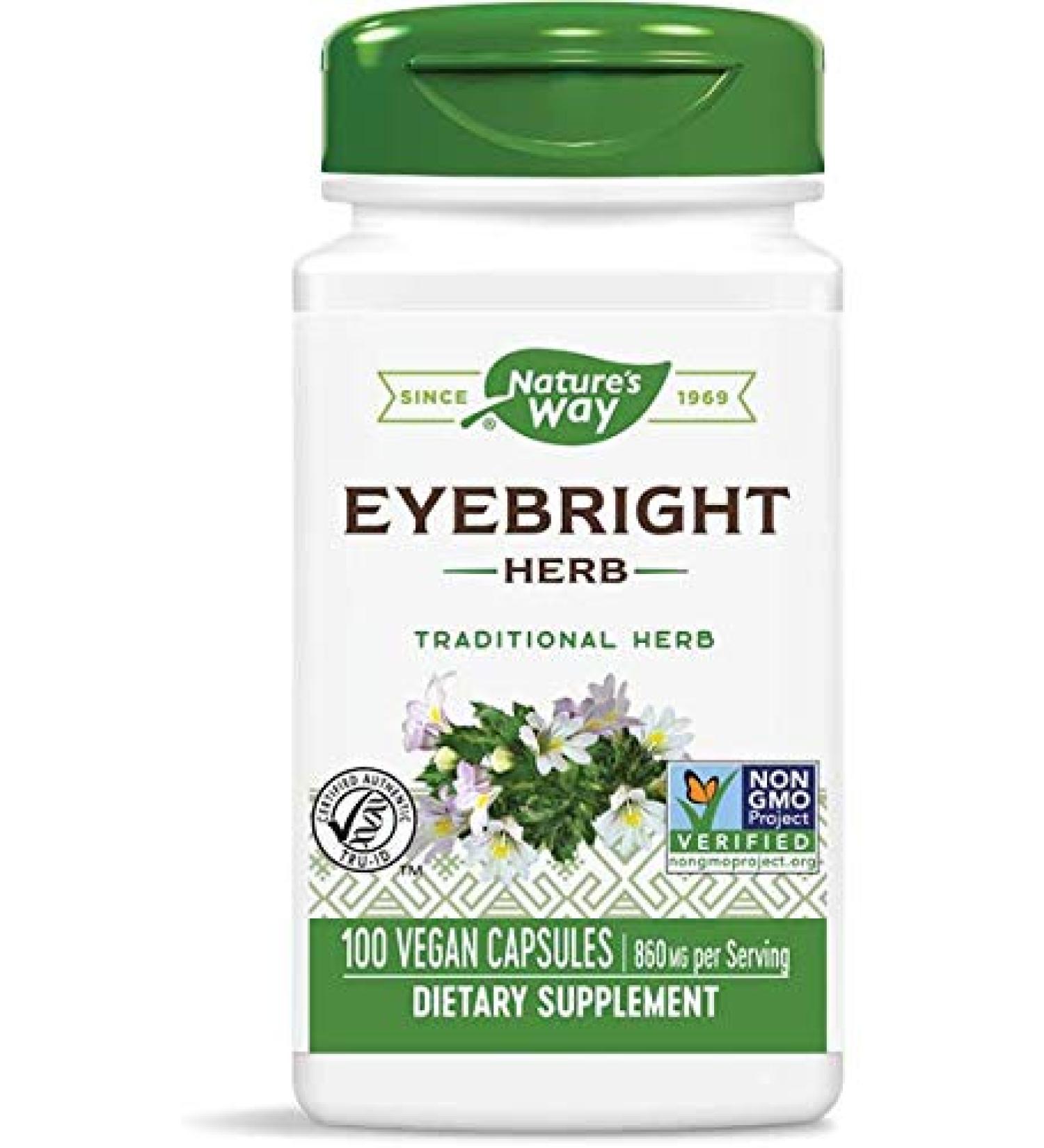 Nature's Way Eyebright Herb 860 mg - 100 Vegan Capsules for Eye Health - Buy Online on GoSupps.com