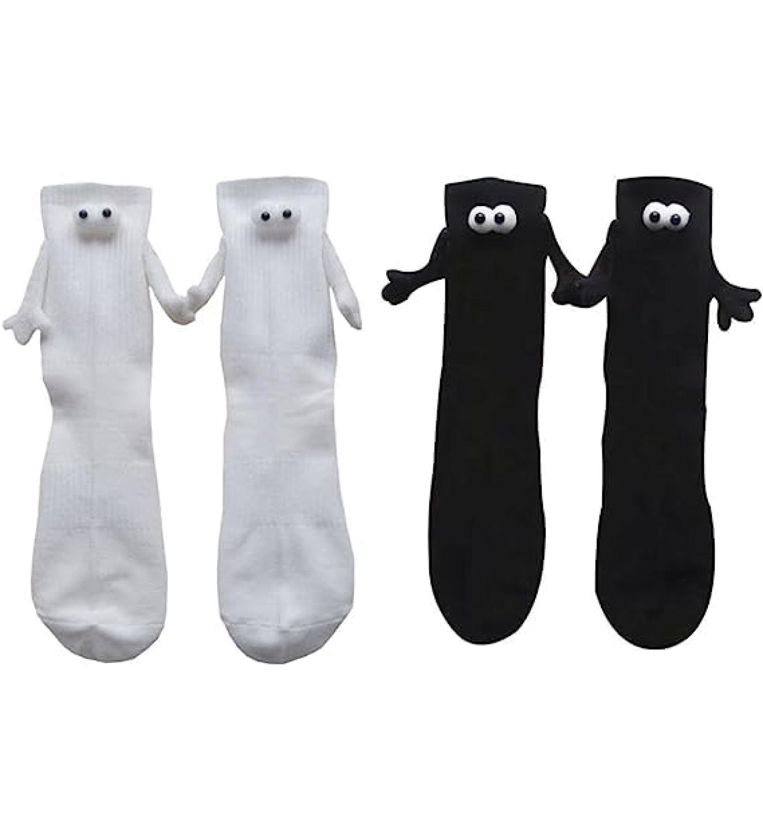 Novelty Funny Magnetic Suction Couple Socks - Cute 3D Doll Design - Cool Wedding Gifts - 1/2 Pairs (Black) - Buy Online on GoSupps.com