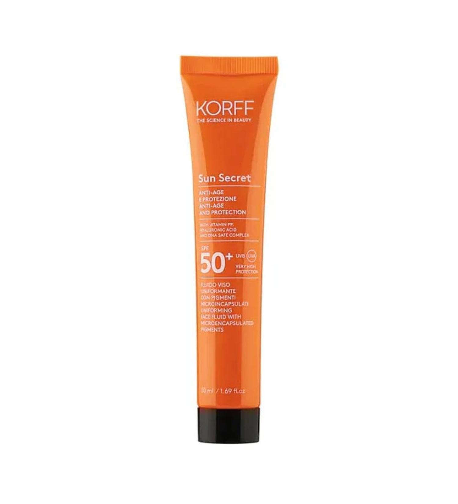 Korff Sun Secret - Anti-Aging Uniforming Face Fluid SPF50+ Colored Dark 50 ml