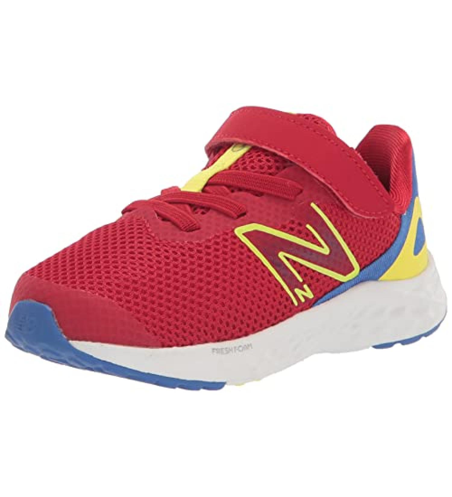 New Balance Kid's Fresh Foam Arishi V4 Hook and Loop Running Shoe (Size 13W) - Team Red/Marine Blue/Cosmic Pineapple - Buy Online on GoSupps.com