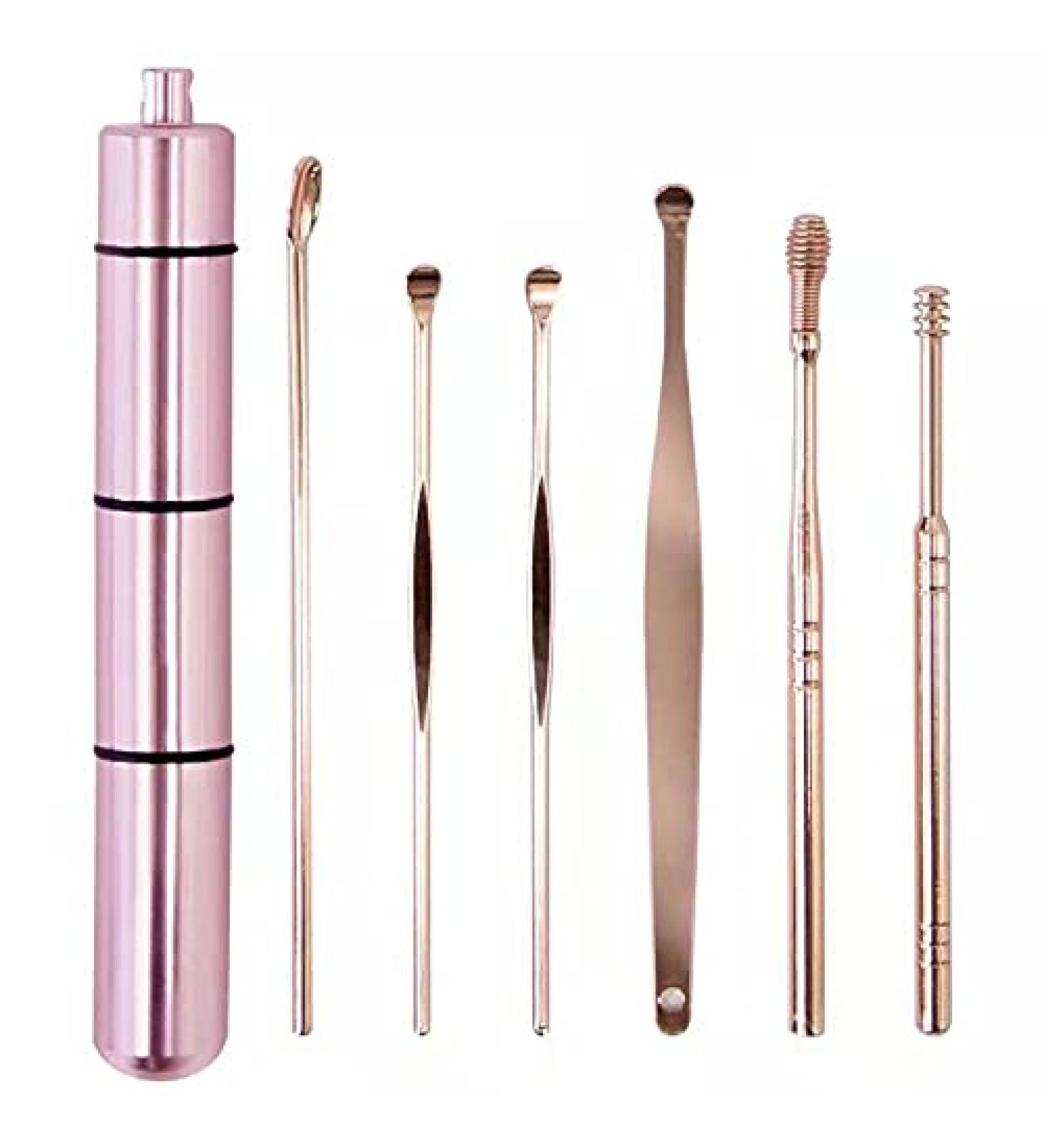 Maylai Spring Ear Wax Cleaner Tool Set - 6-in-1 Stainless Steel Earwax Removal Kit for Children and Adults with Storage Box - Buy Online on GoSupps.com