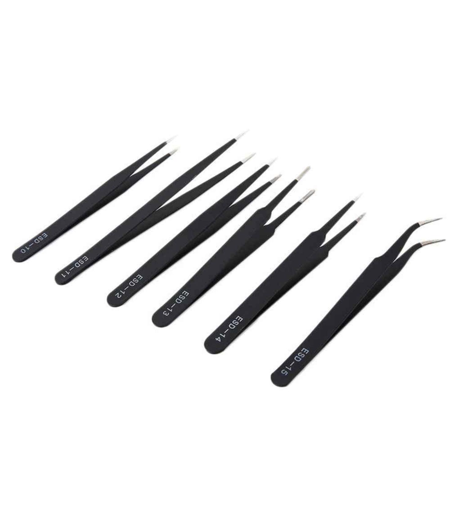 kawehiop 6 Pieces Anti-Static Tweezers Stainless Steel Eyebrow Nipper Remover Jewelry Crafting Repair Maintenance Tools - Buy Online on GoSupps.com