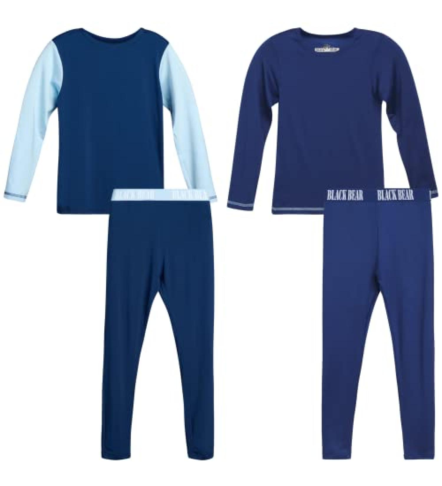 Black Bear Boys' Thermal Underwear Set - 4 Piece Performance Base Layer | Navy/Light Blue | Medium - Buy Online on GoSupps.com