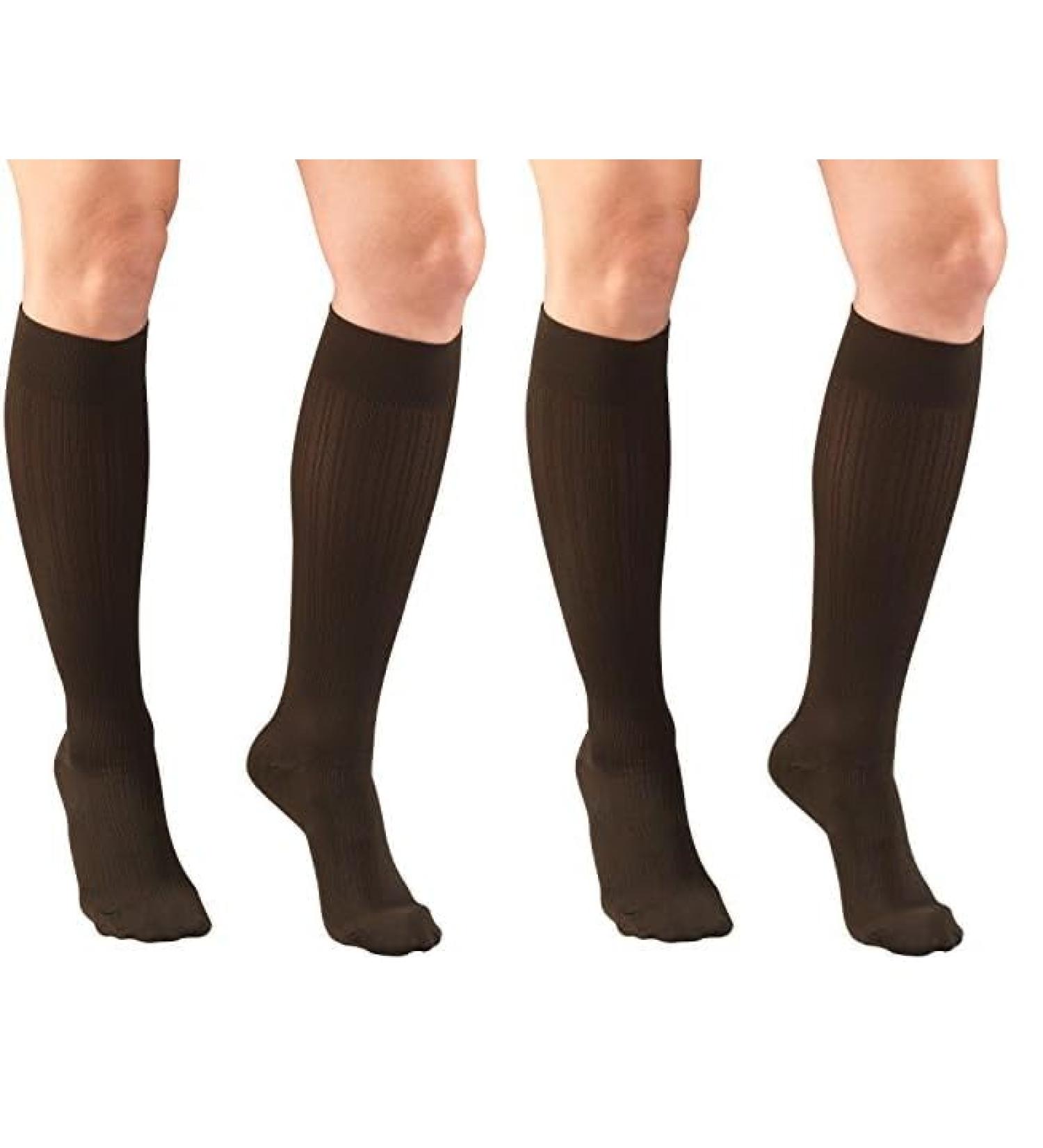Buy Truform Compression Socks for Women - 15-20 mmHg Knee High Brown Rib Knit X-Large Pack of 2 | Best Women's Dress Socks for Comfort & Support - Buy Online on GoSupps.com