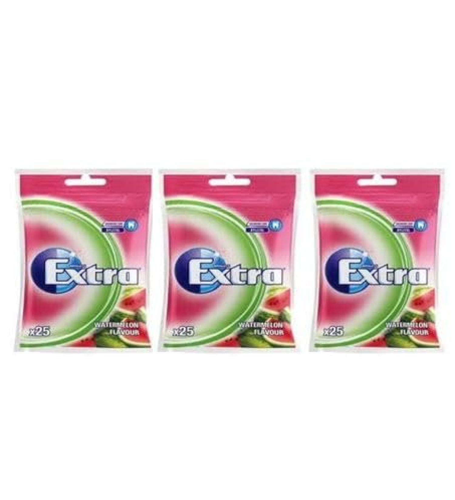 Extra Chewing Gum Watermelon Flavour 35gm (3 Pack) - Sugar Free Bursting Flavour of Watermelon