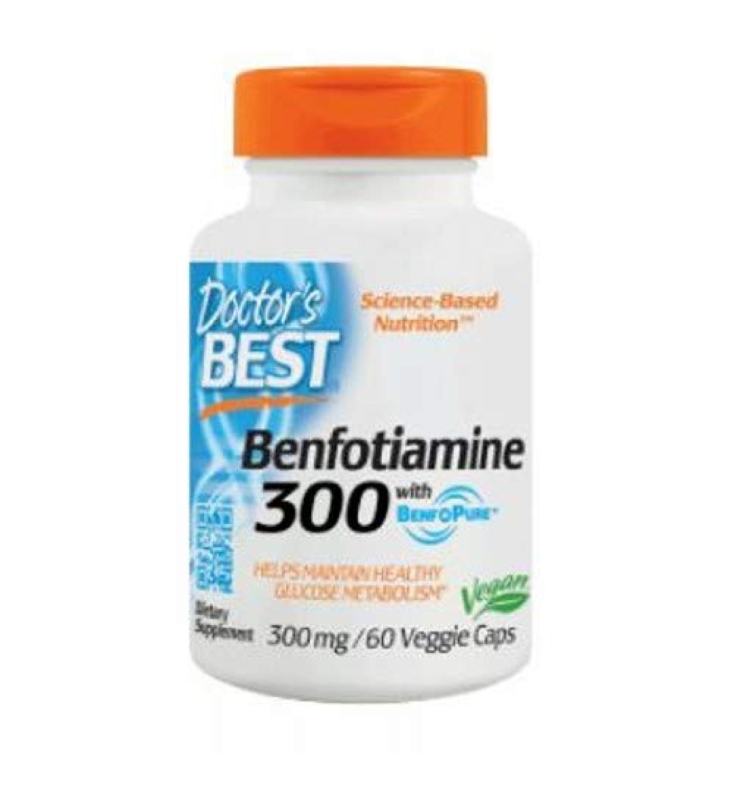 Doctors Best Benfotiamine, 300 mg, 60 Veggie Caps 30 Count (Pack of 2)