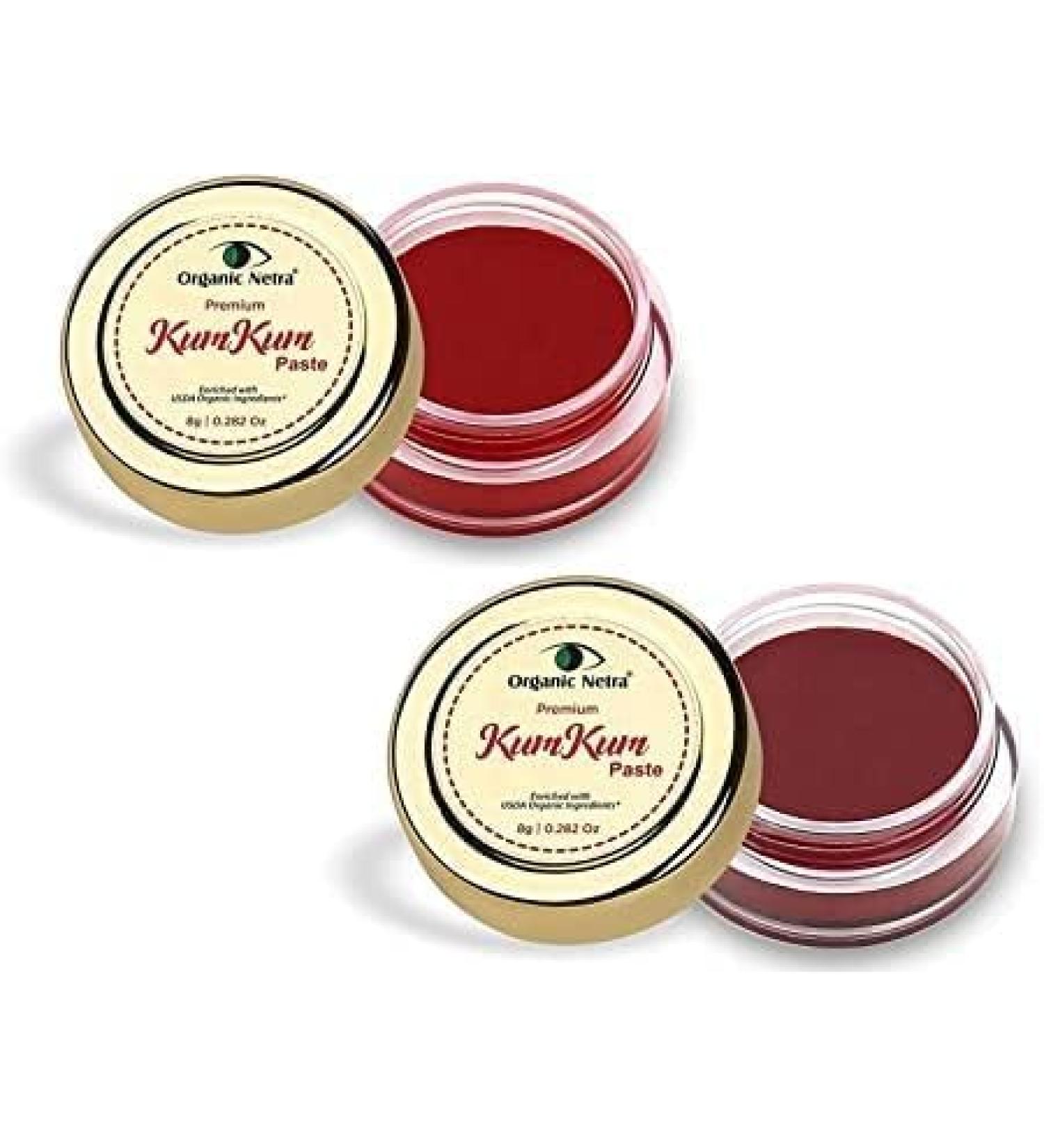 THRU Sindoor/KumKum Paste - 100% Chemical Free All Natural No Lead No Mercury No Parabens Water Resistant - 8 gm Each (Pack of 2 - Maroon & Red)