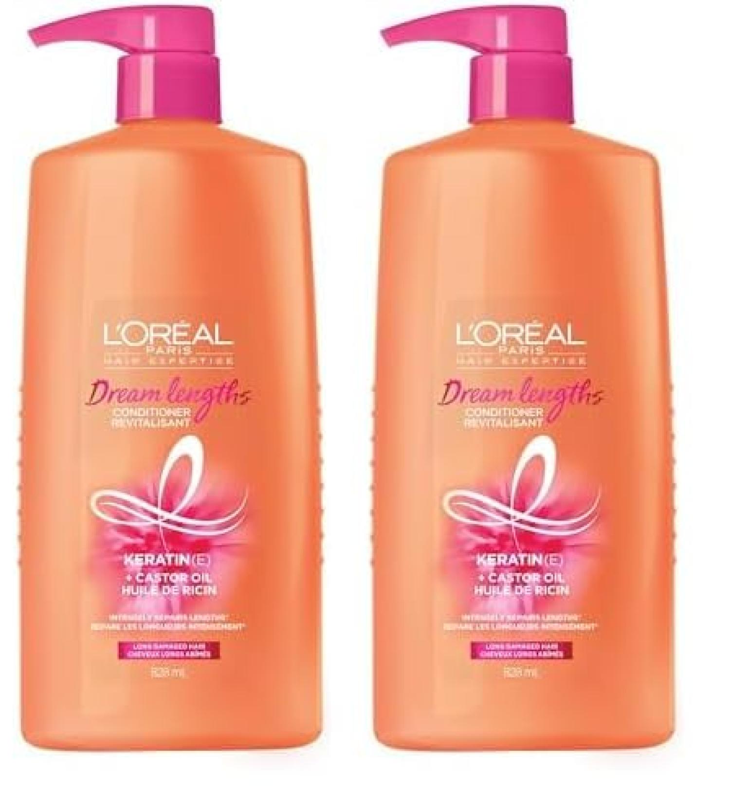 L'Oreal Paris Elvive Dream Lengths Conditioner - Detangles & Nourishes Long Damaged Hair - Fine Castor Oil & Vitamins B3/B5 - 28 Fl Oz - Buy Online on GoSupps.com