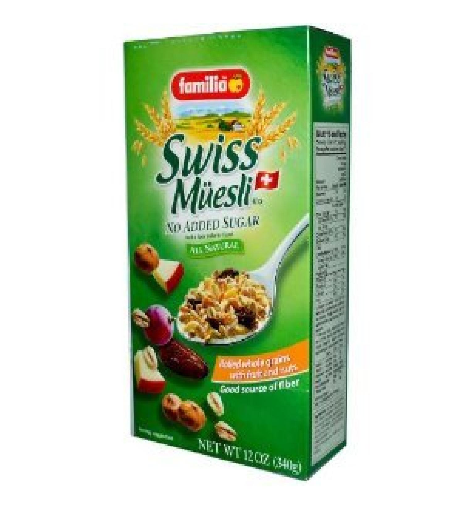 Familia Swiss Muesli Cereal, No Added Sugar, 12-Ounce Box (Pack of 6)