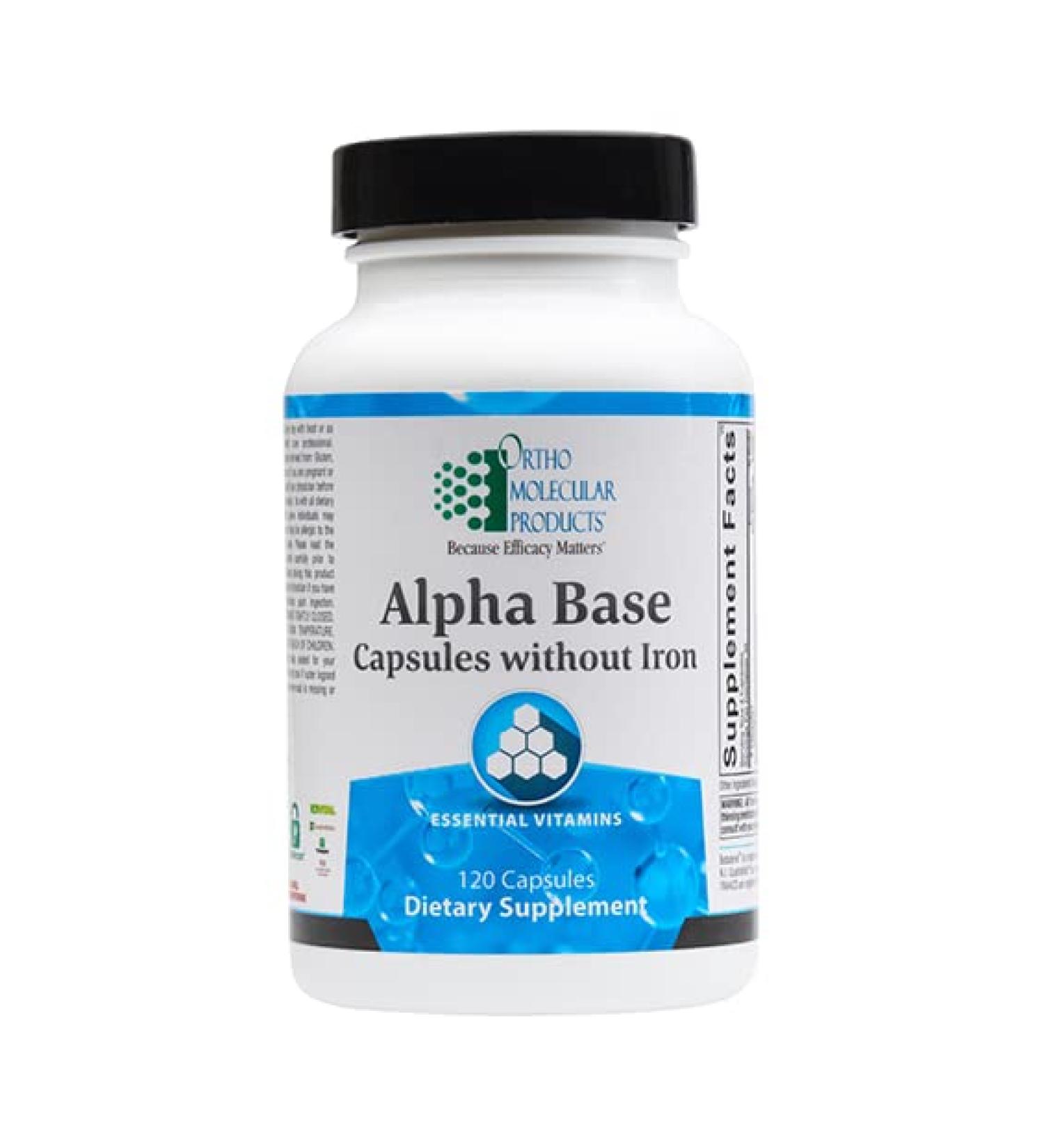 Ortho Molecular - Alpha Base Caps without Iron - 120 Capsules