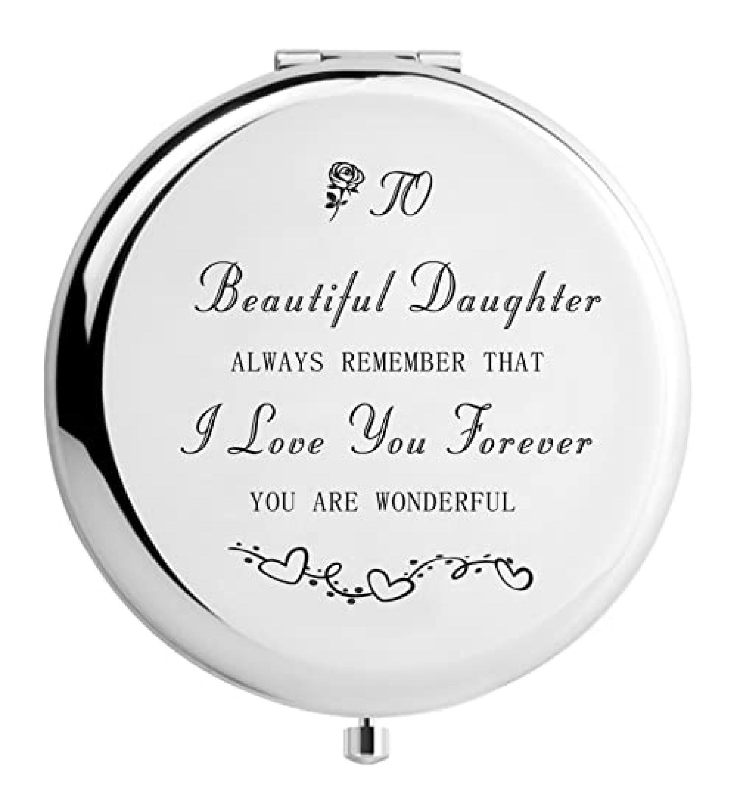 Meaningful Makeup Mirror- Daughter I Love You Travel Mirror- Perfect Gifts for Women - Buy Online on GoSupps.com