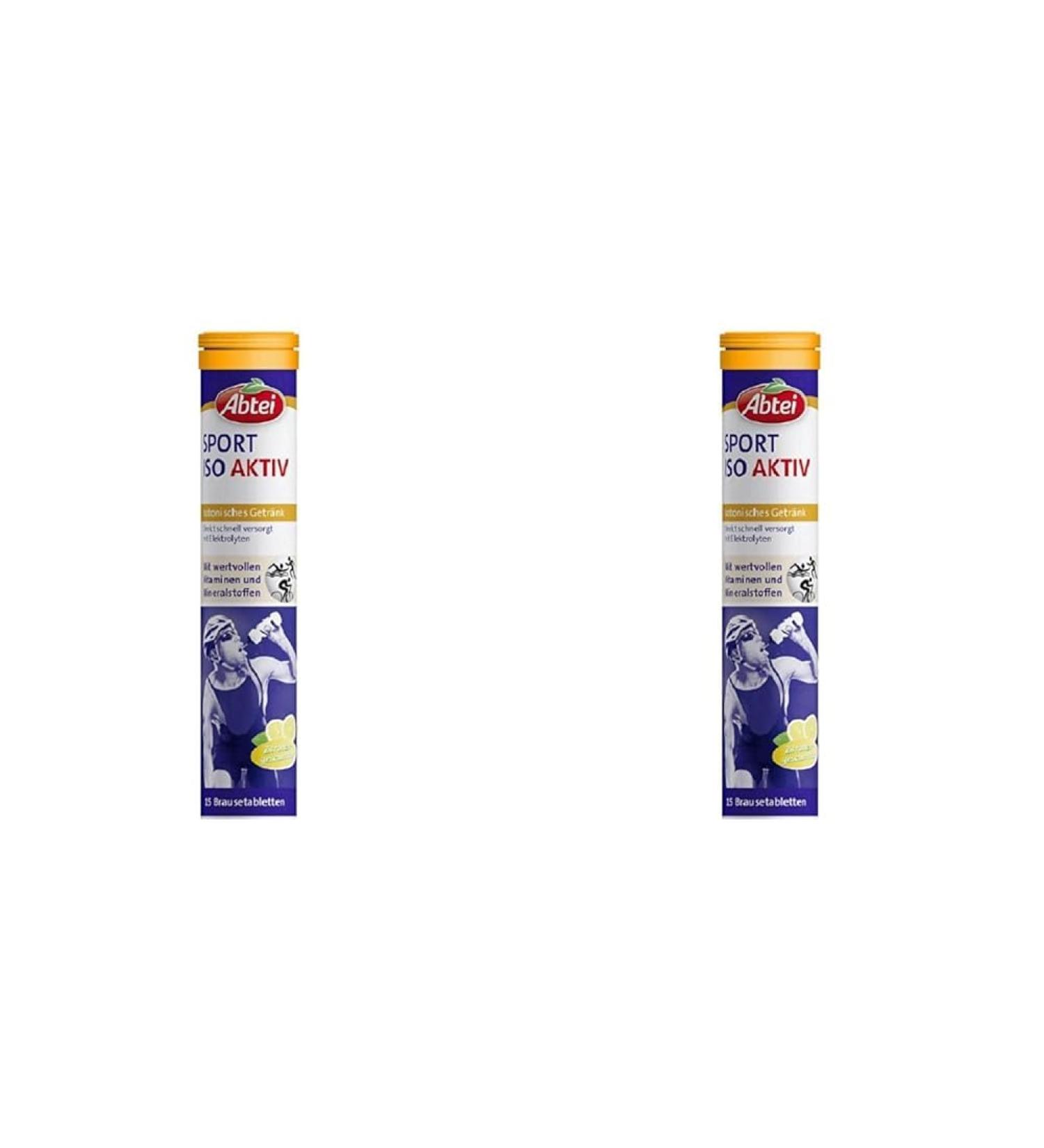 Abbey Sport Iso Active - Isotonic Electrolyte Drink with Lemon Flavor | 30 Effervescent Tablets (2 Packs) - Fast Hydration & Nutrition Supplement - Buy Online on GoSupps.com