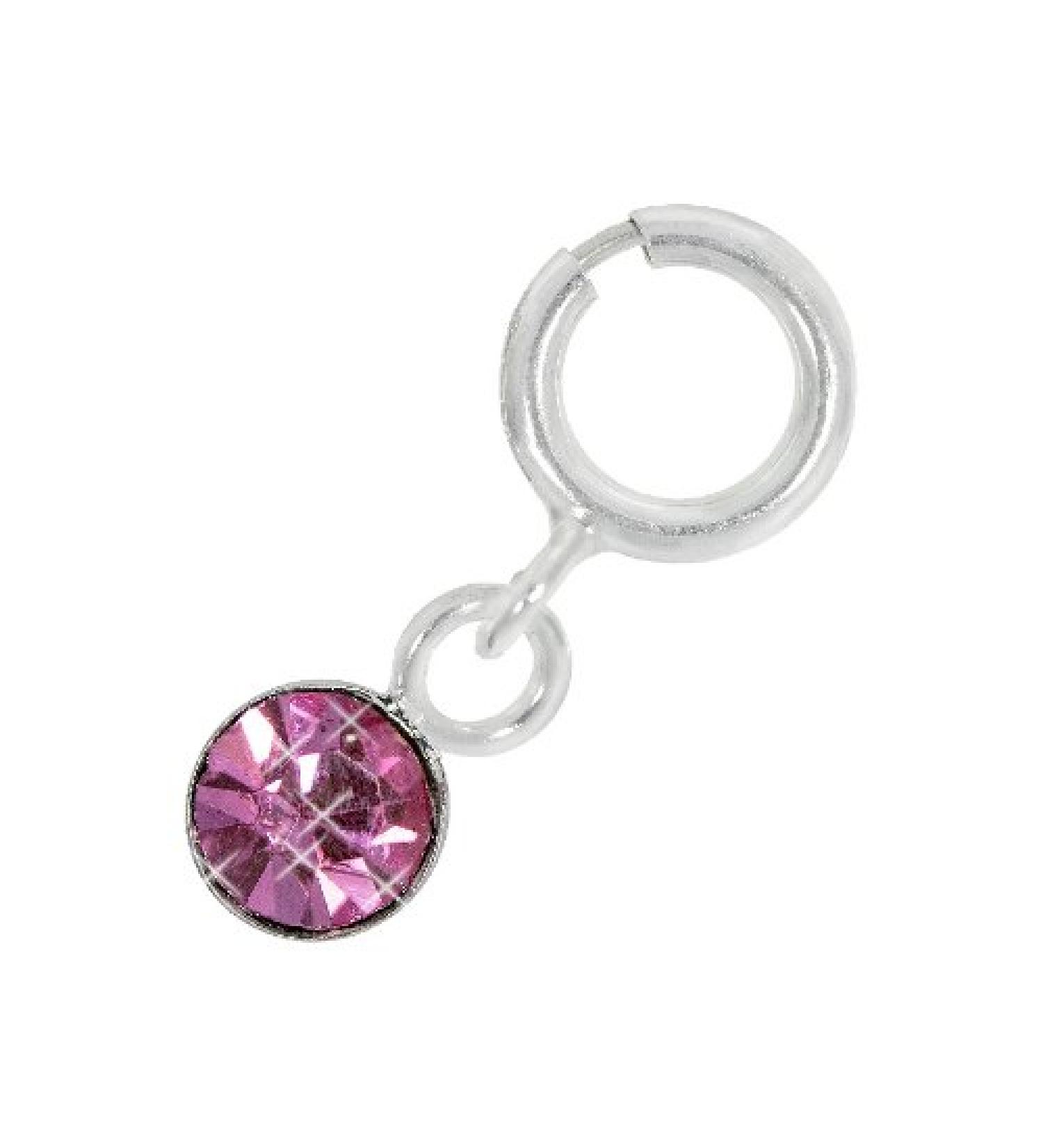 Nail Piercing Silver With Stone Rose - 925 Sterling Silver - Nail Art Finger Foot