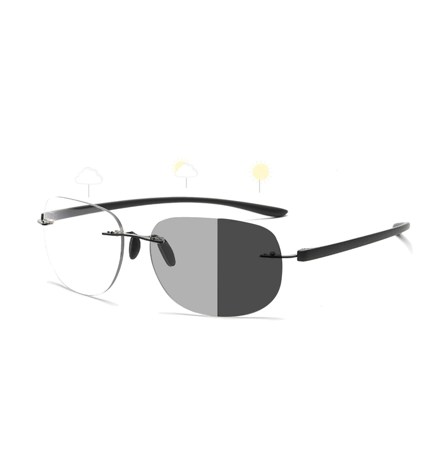 Stylish Rimless Blue Light Blocking Reading Glasses For Men Photochromic Sunglasses Anti Glare Computer Readers(Grandeur:1.0x) - Buy Online on GoSupps.com